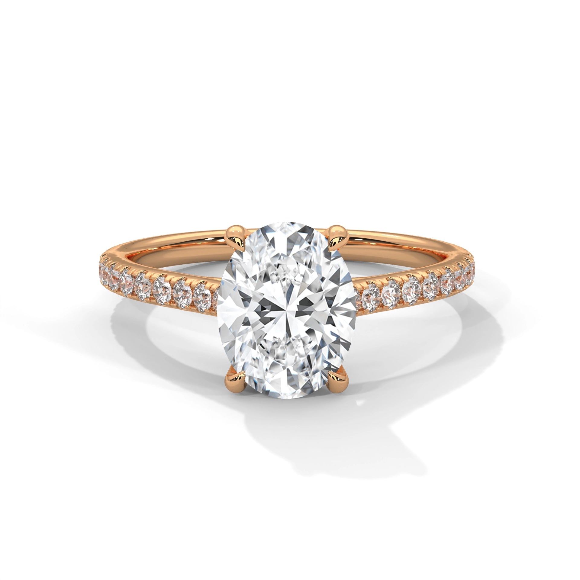 MJBS1 - Oval Solitaire Engagement Ring with Delicate Accents