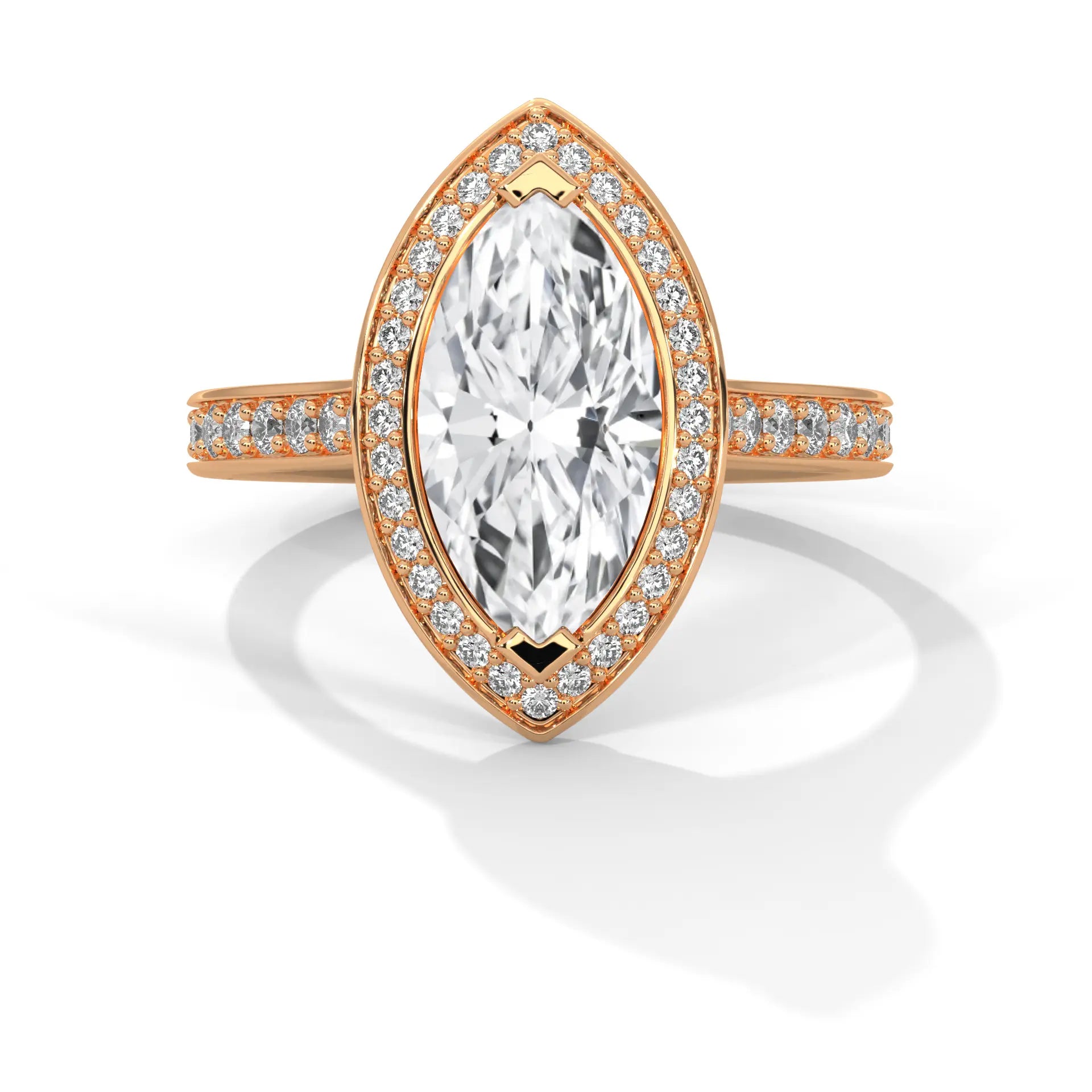 MJBS48 - Cathedral Style Marquise Bezel Halo Wedding Ring