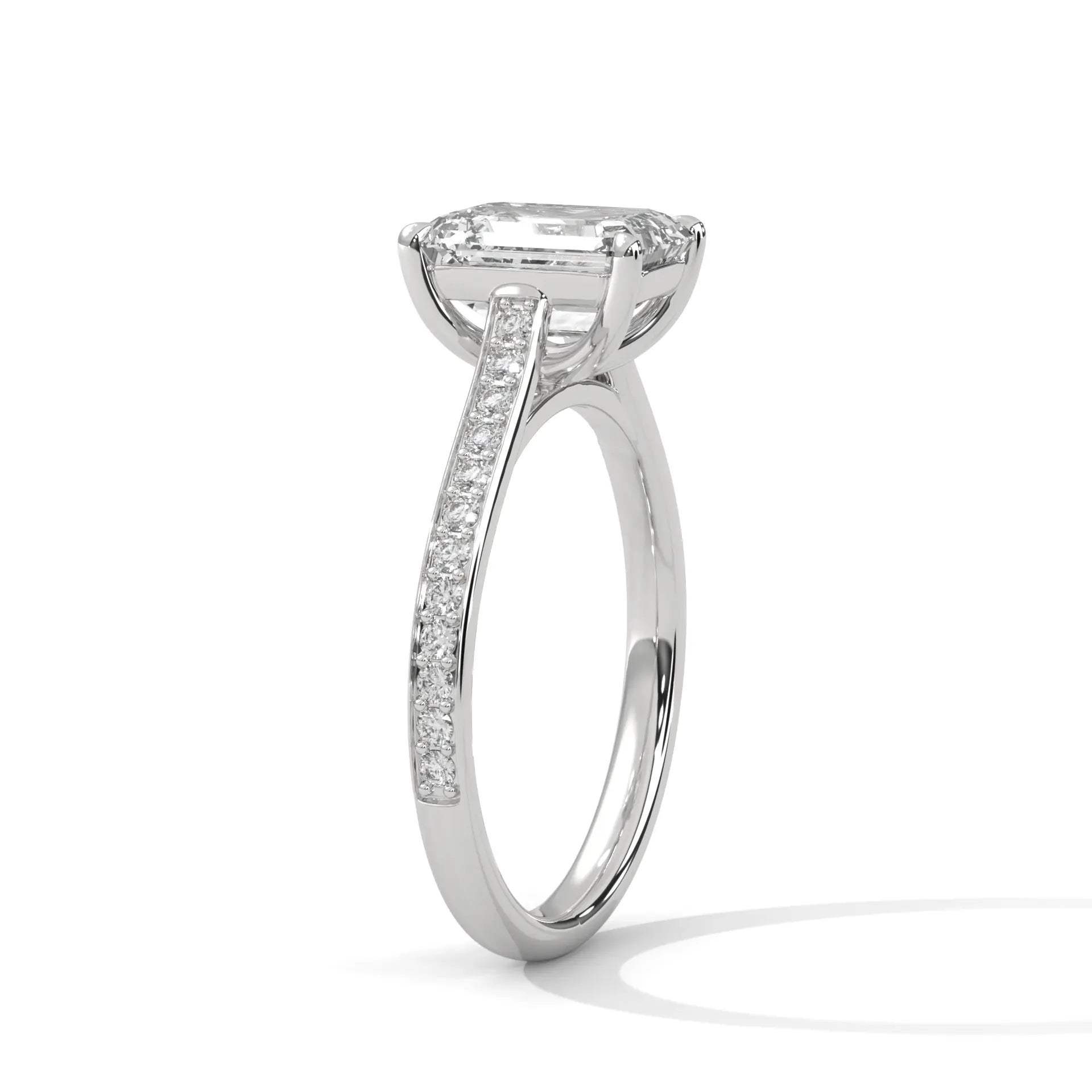 MJBS15 - Radiant Emerald Cut Contemporary Pavé Band