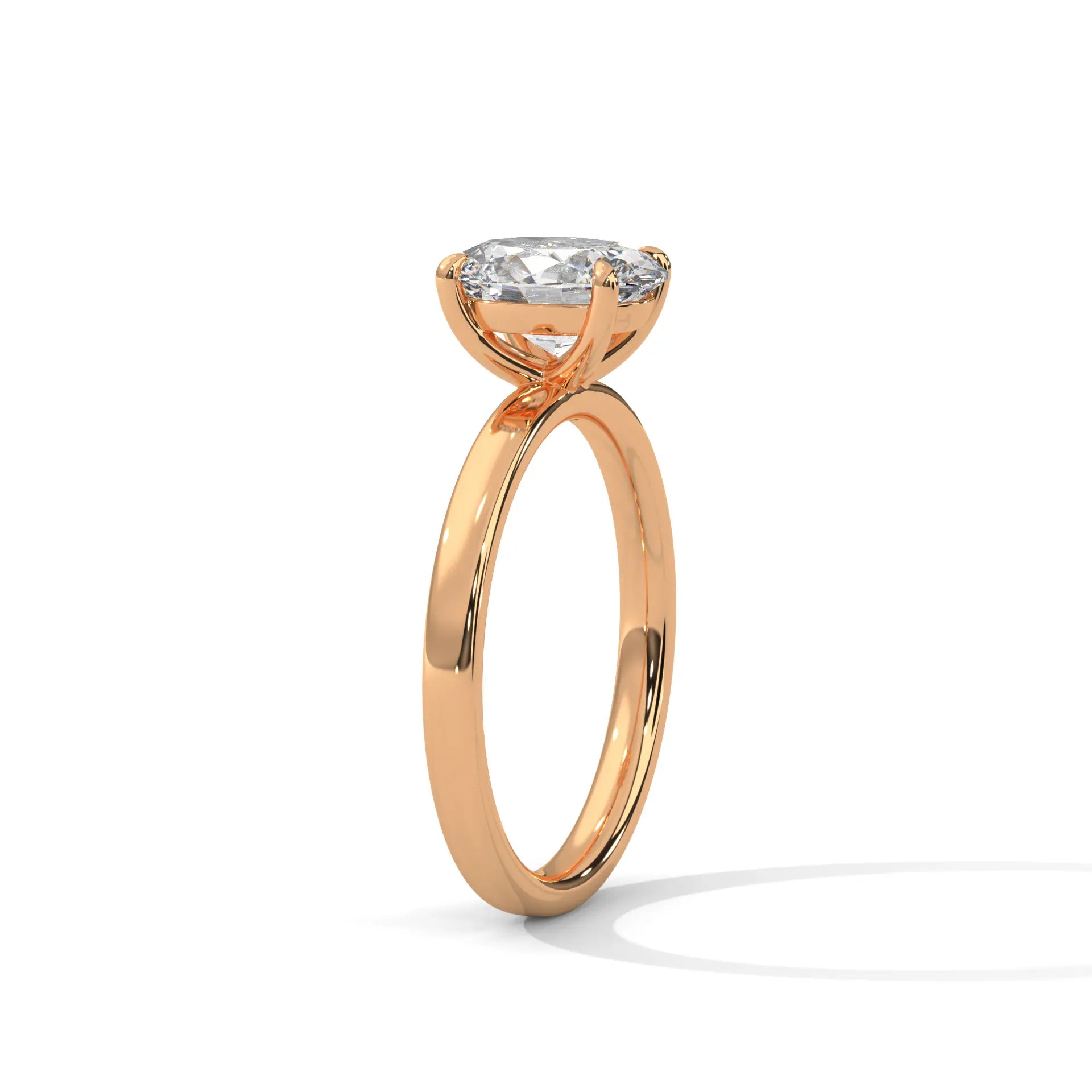 MJBS35 - Oval Solitaire Engagement Ring with Polished Band