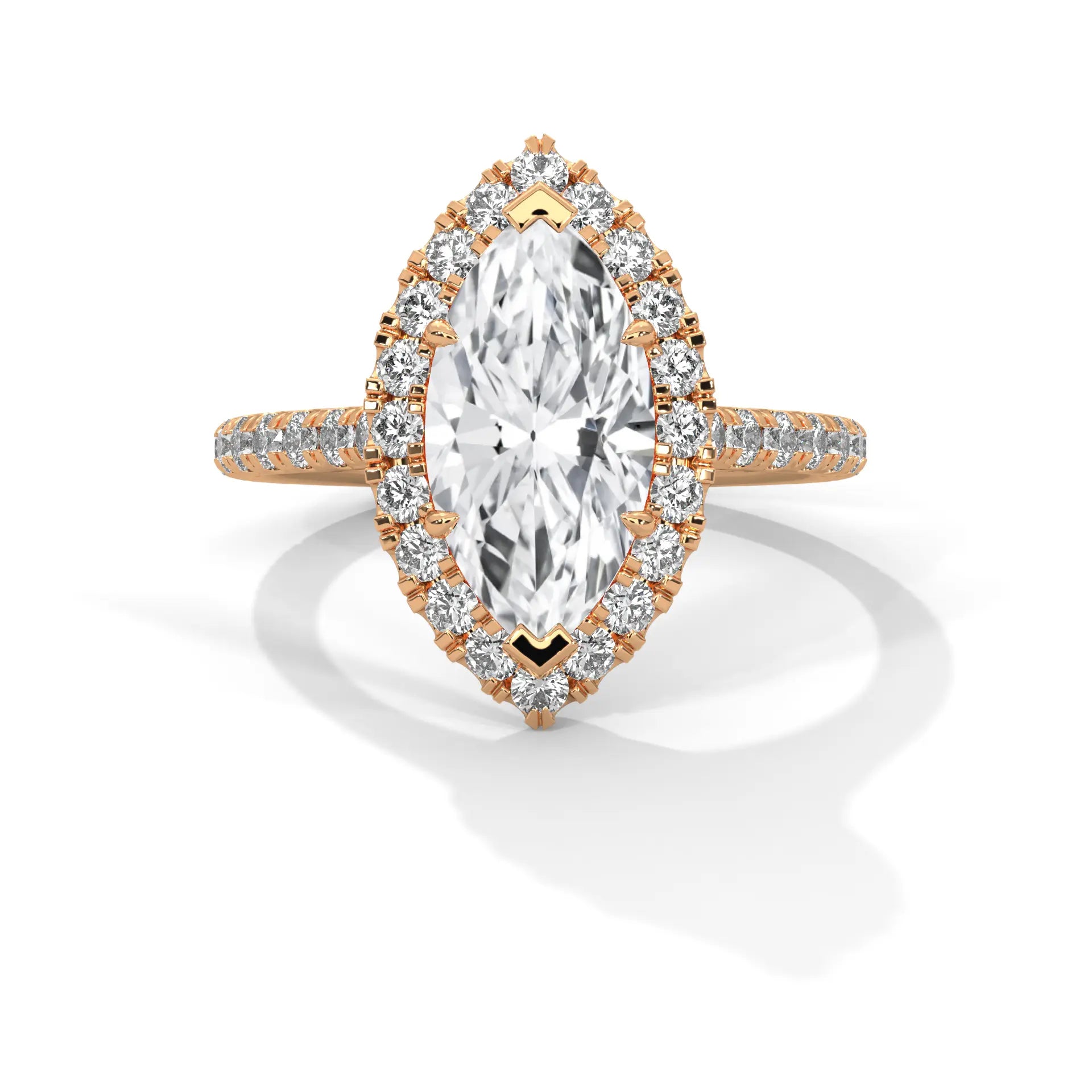 MJBS46 - Marquise Cut French Pavé Halo Engagement Ring