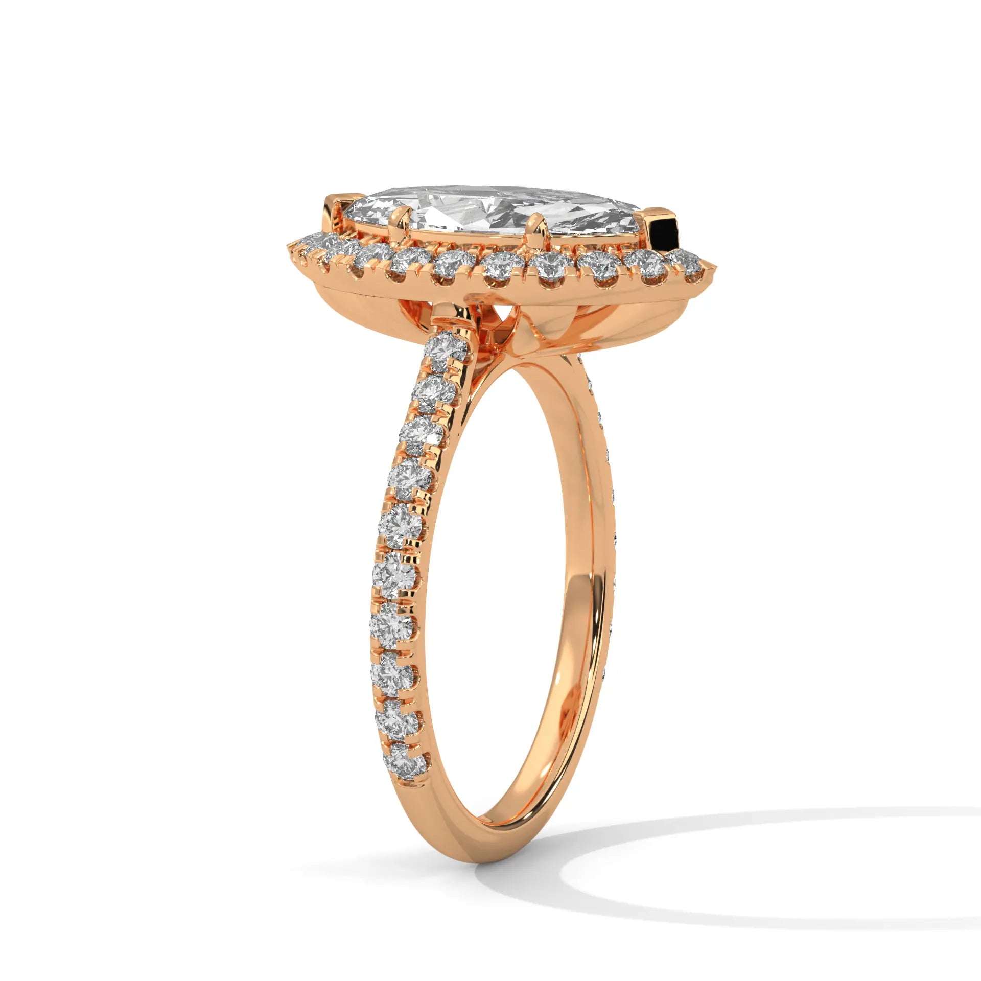 MJBS46 - Marquise Cut French Pavé Halo Engagement Ring