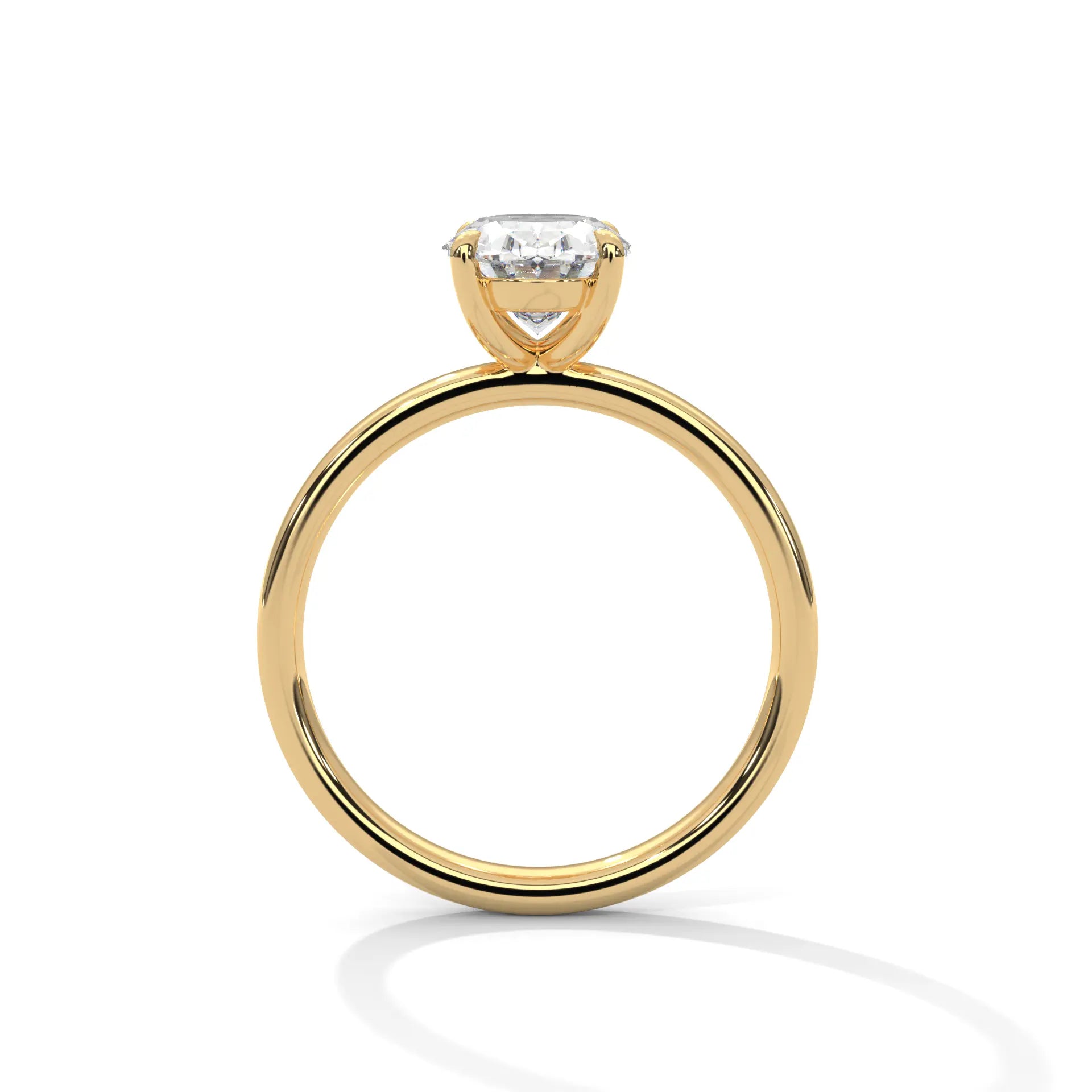 MJBS35 - Oval Solitaire Engagement Ring with Polished Band