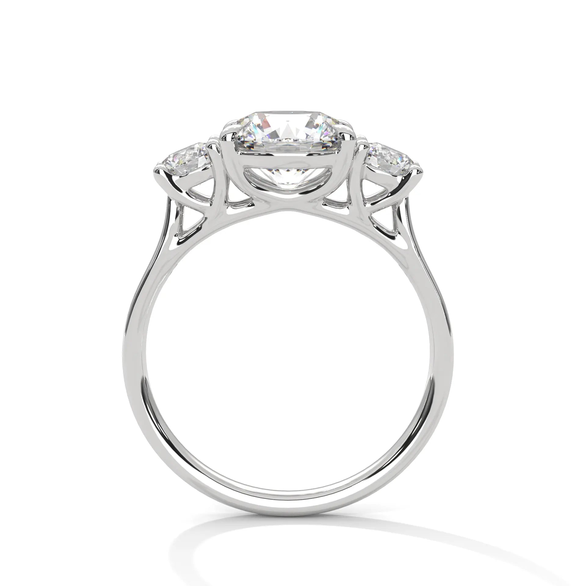 MJBS17 - Round Brilliant Trilogy Engagement Ring with Polished Band
