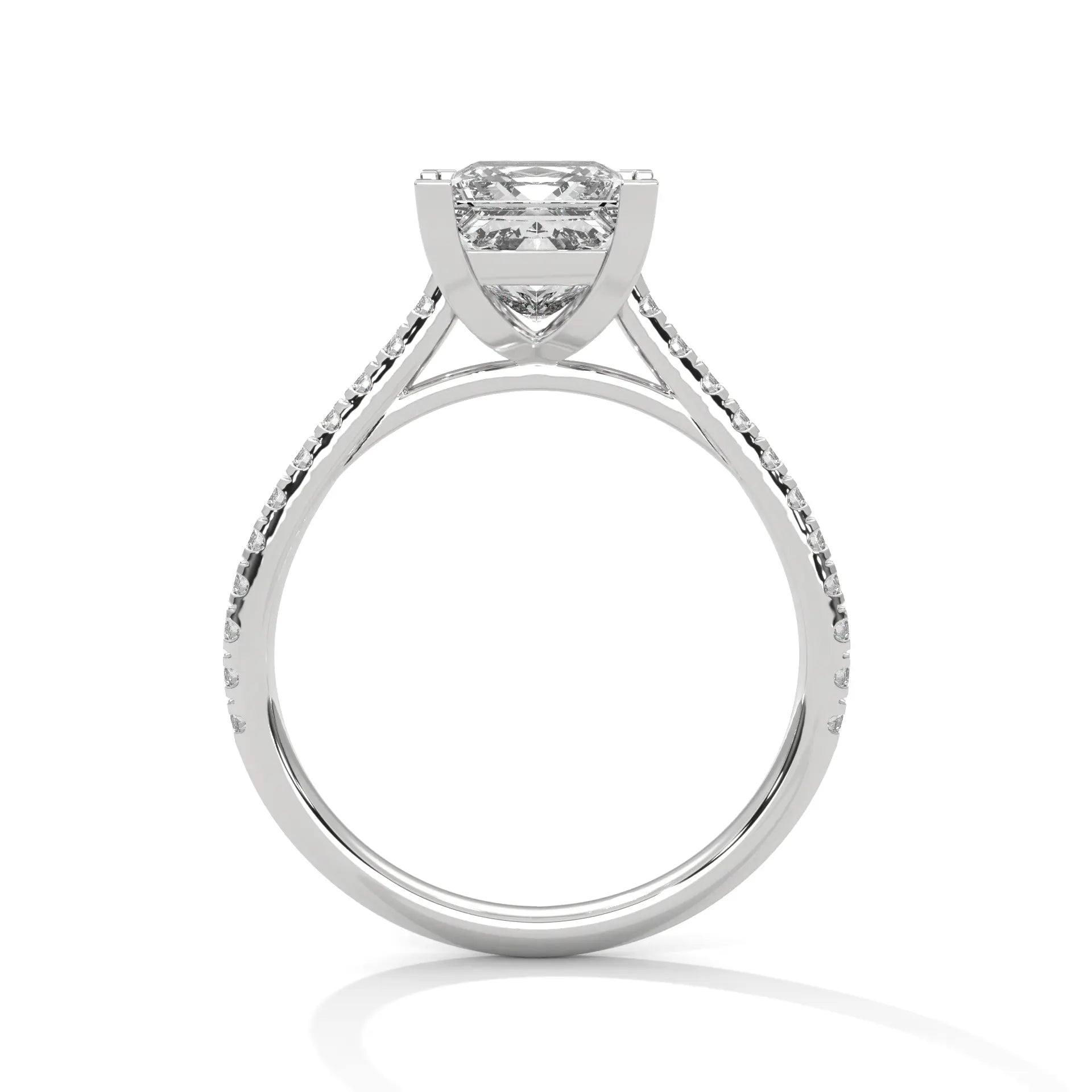MJBS10 - Princess Cut Delicate Pavé Prong-Set Solitaire