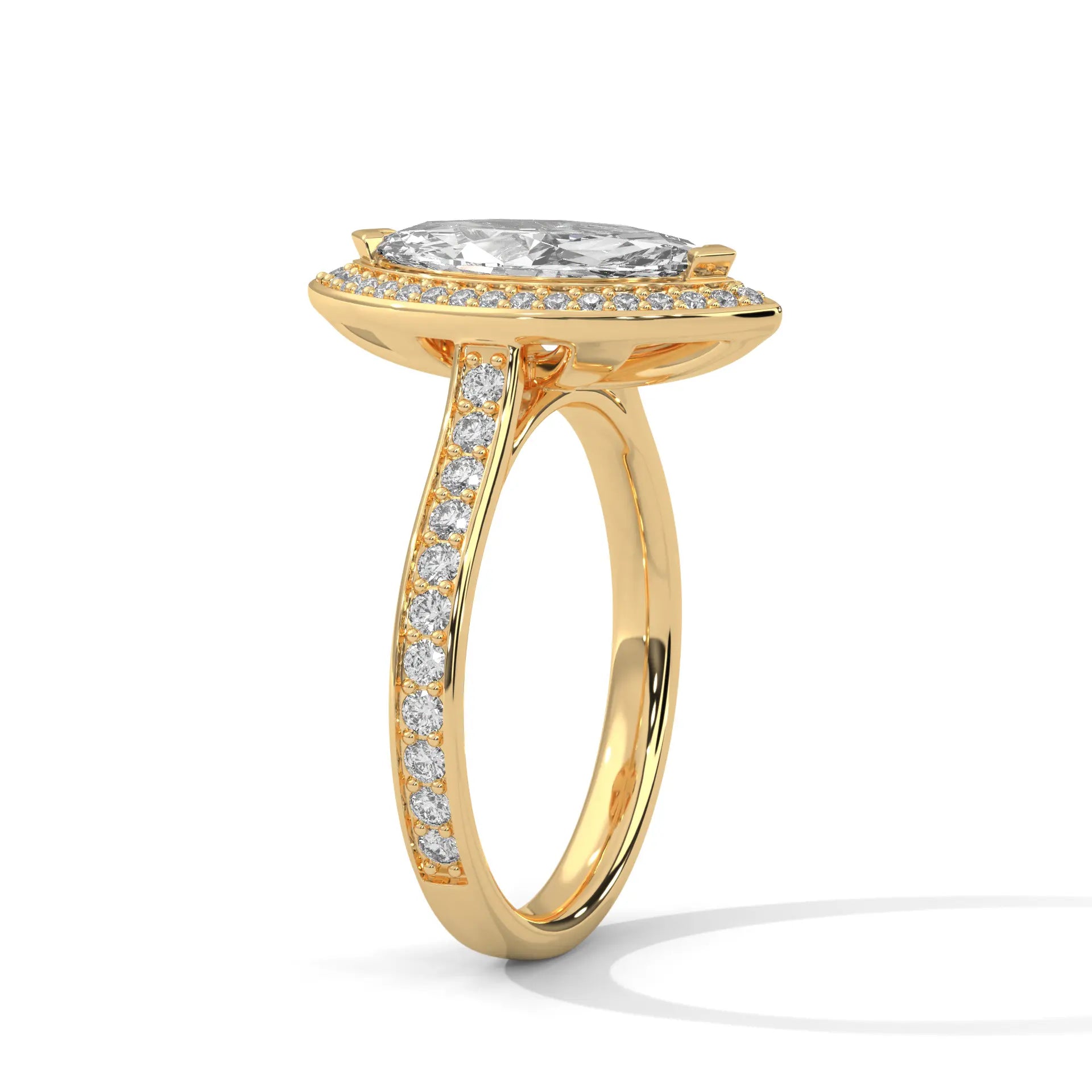 MJBS48 - Cathedral Style Marquise Bezel Halo Wedding Ring