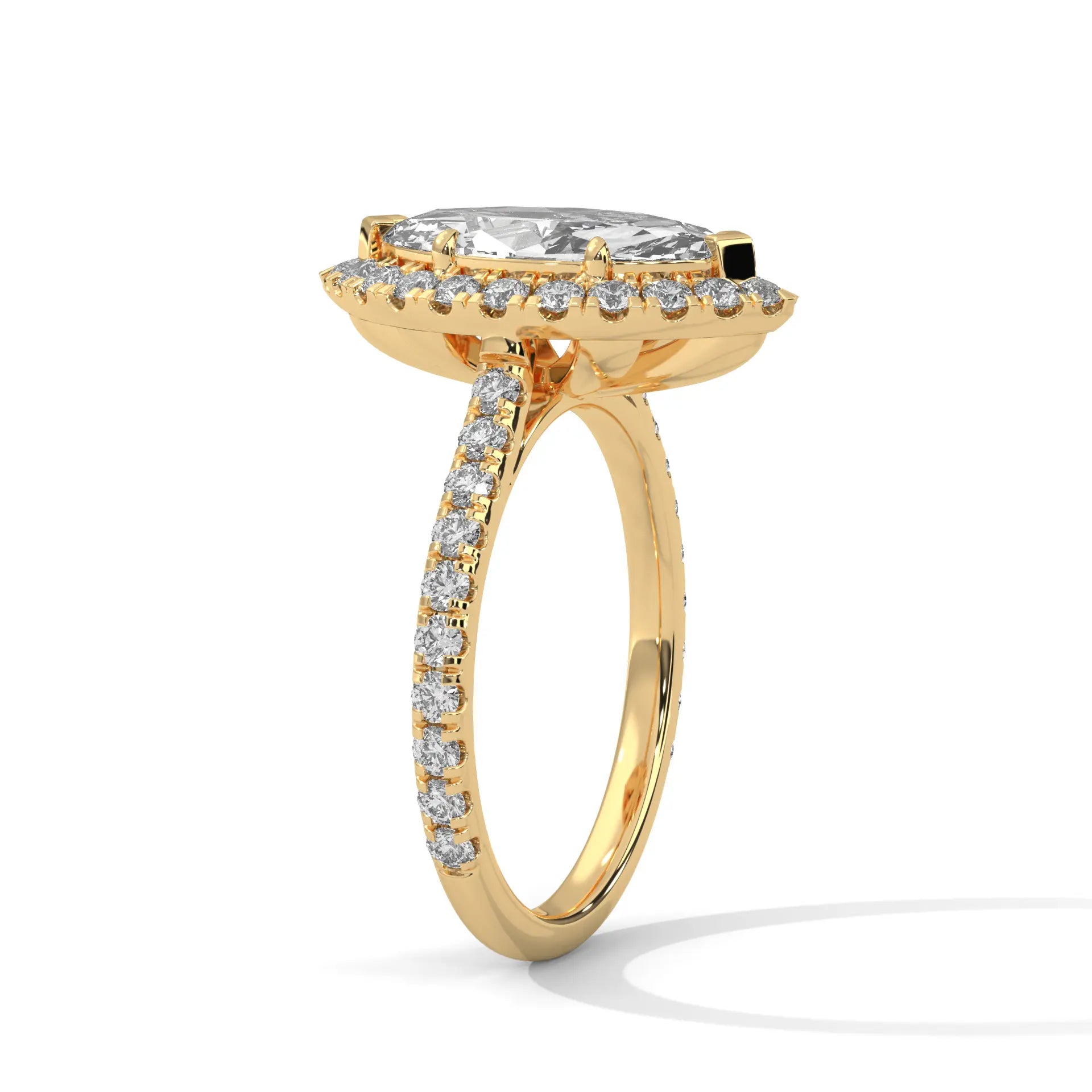 MJBS46 - Marquise Cut French Pavé Halo Engagement Ring