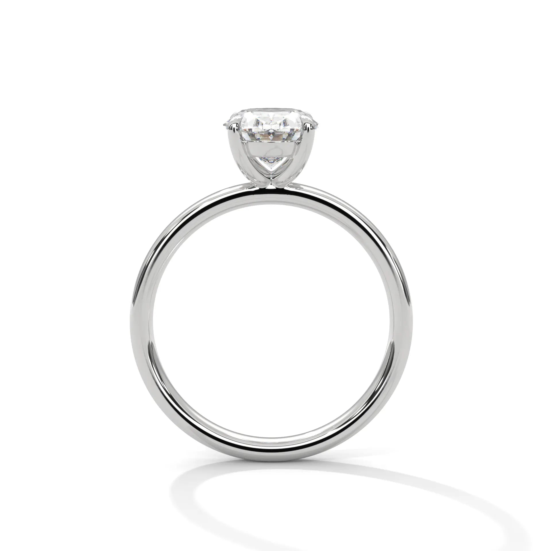 MJBS35 - Oval Solitaire Engagement Ring with Polished Band
