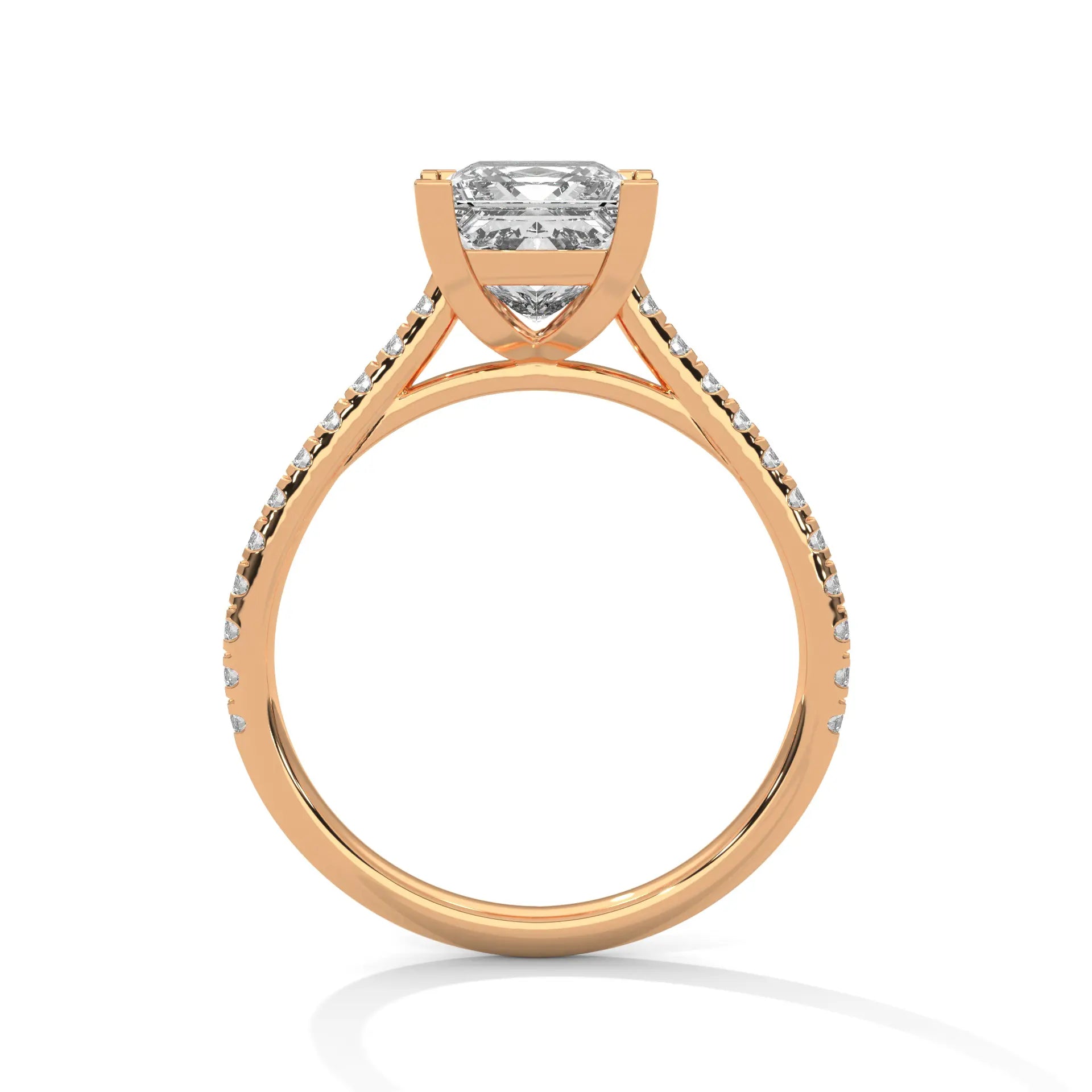 MJBS10 - Princess Cut Delicate Pavé Prong-Set Solitaire