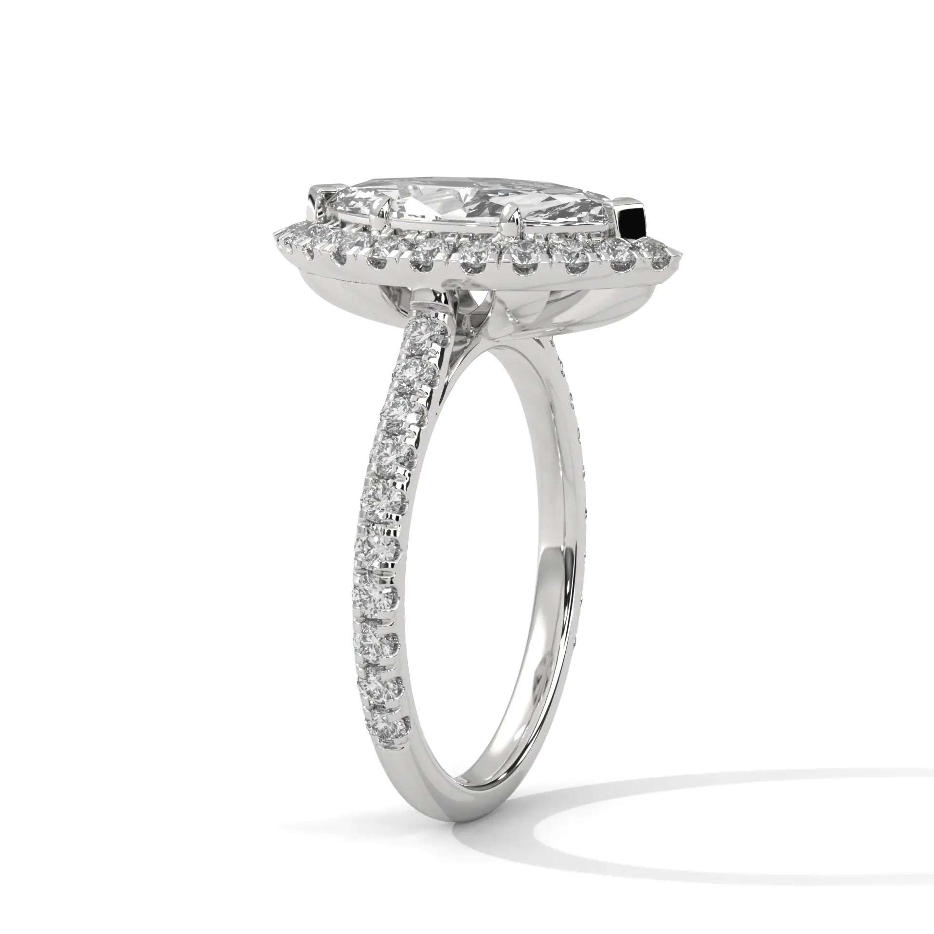 MJBS46 - Marquise Cut French Pavé Halo Engagement Ring
