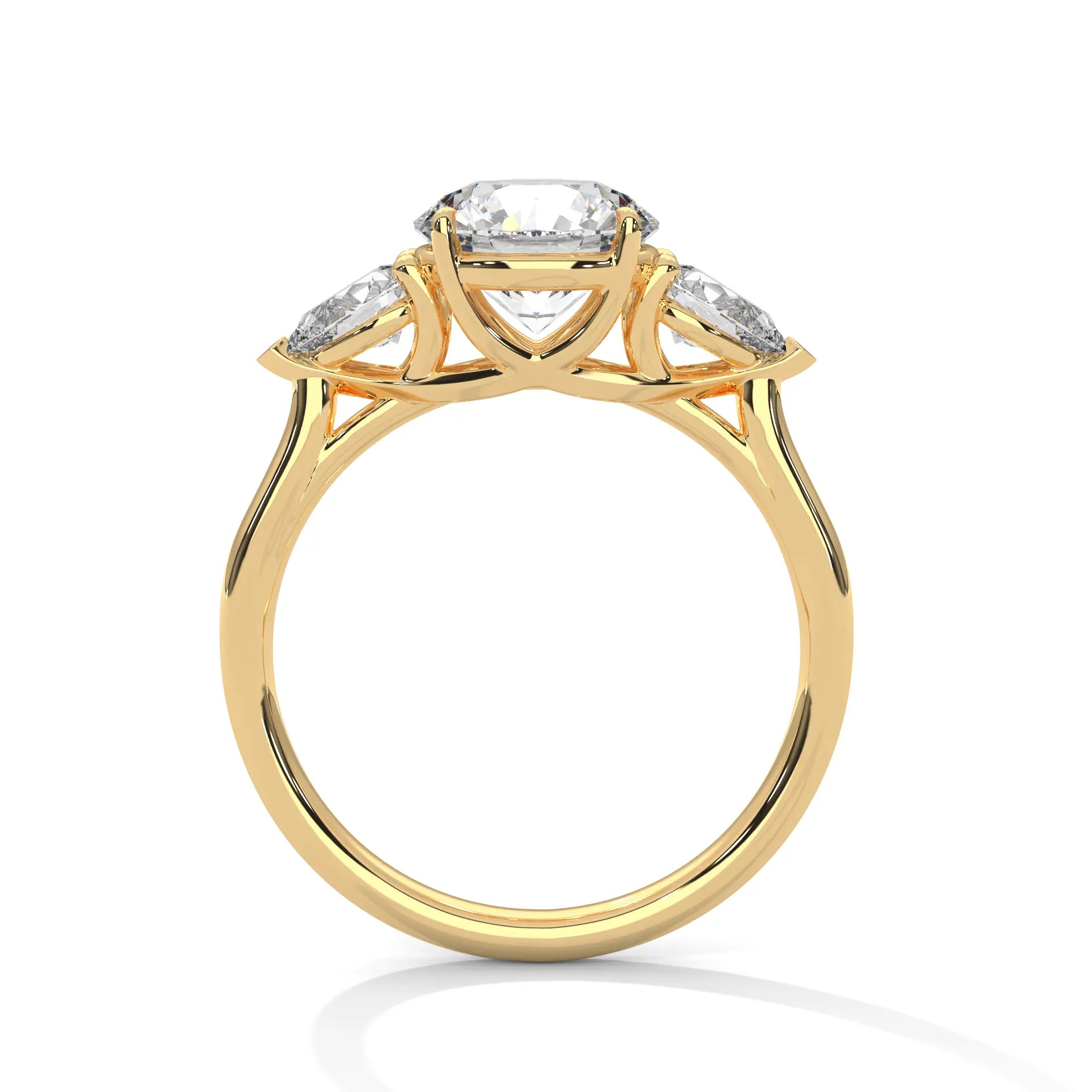 MJBS4 - Round Brilliant Three Stone Pear Accent Ring