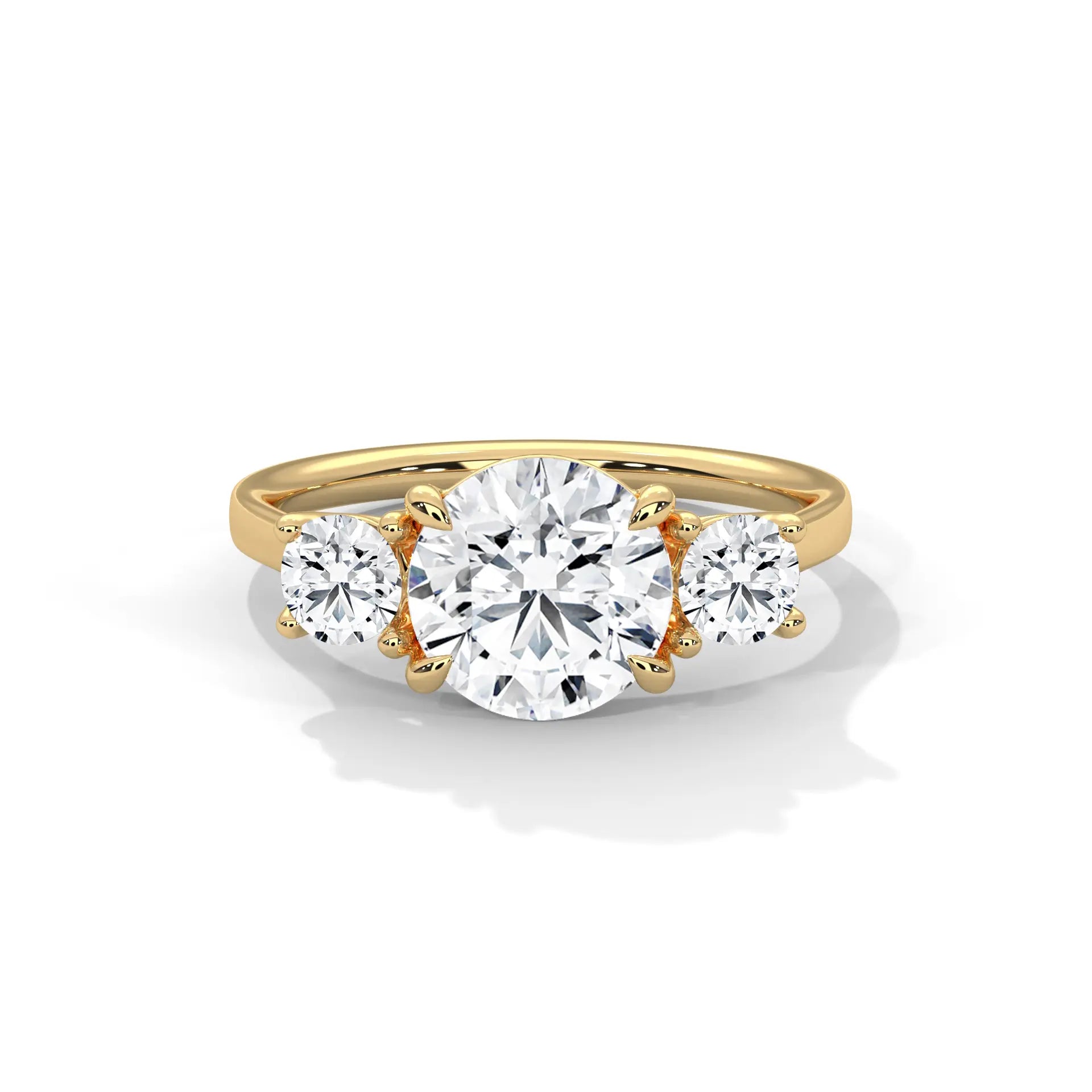 MJBS17 - Round Brilliant Trilogy Engagement Ring with Polished Band
