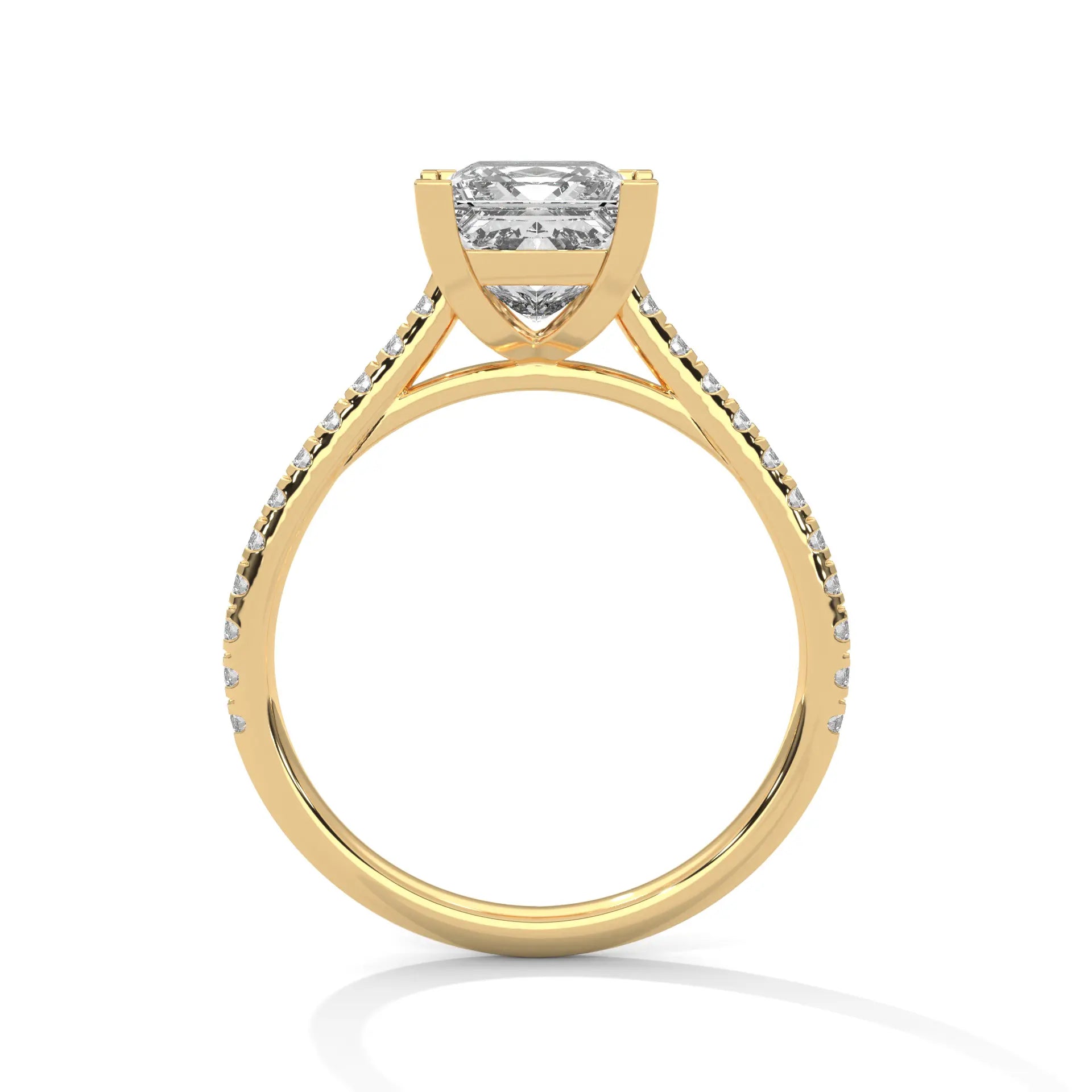MJBS10 - Princess Cut Delicate Pavé Prong-Set Solitaire