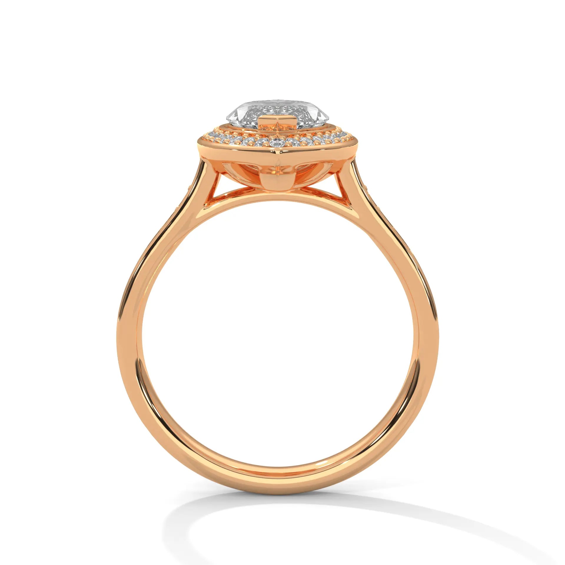 MJBS48 - Cathedral Style Marquise Bezel Halo Wedding Ring