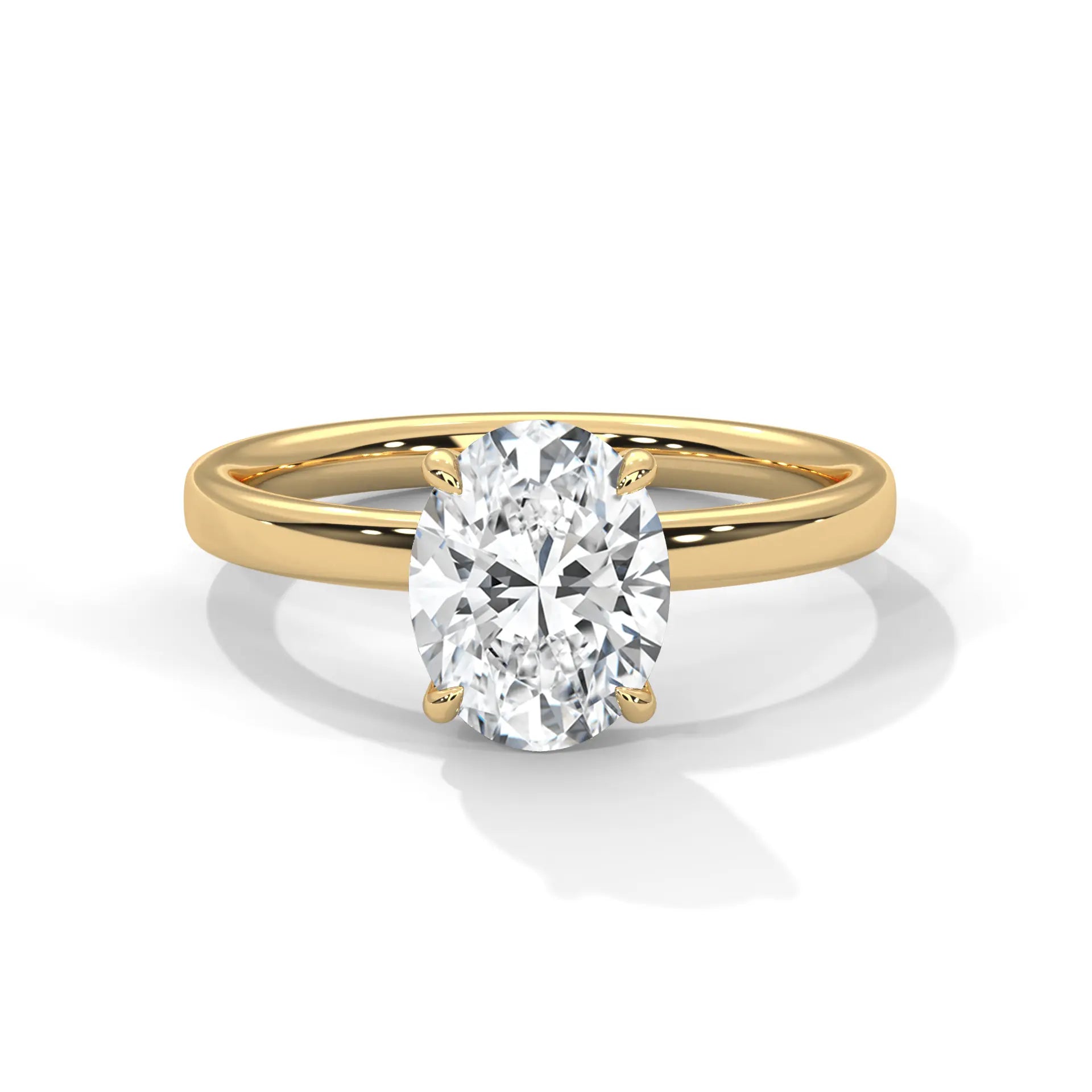 MJBS35 - Oval Solitaire Engagement Ring with Polished Band