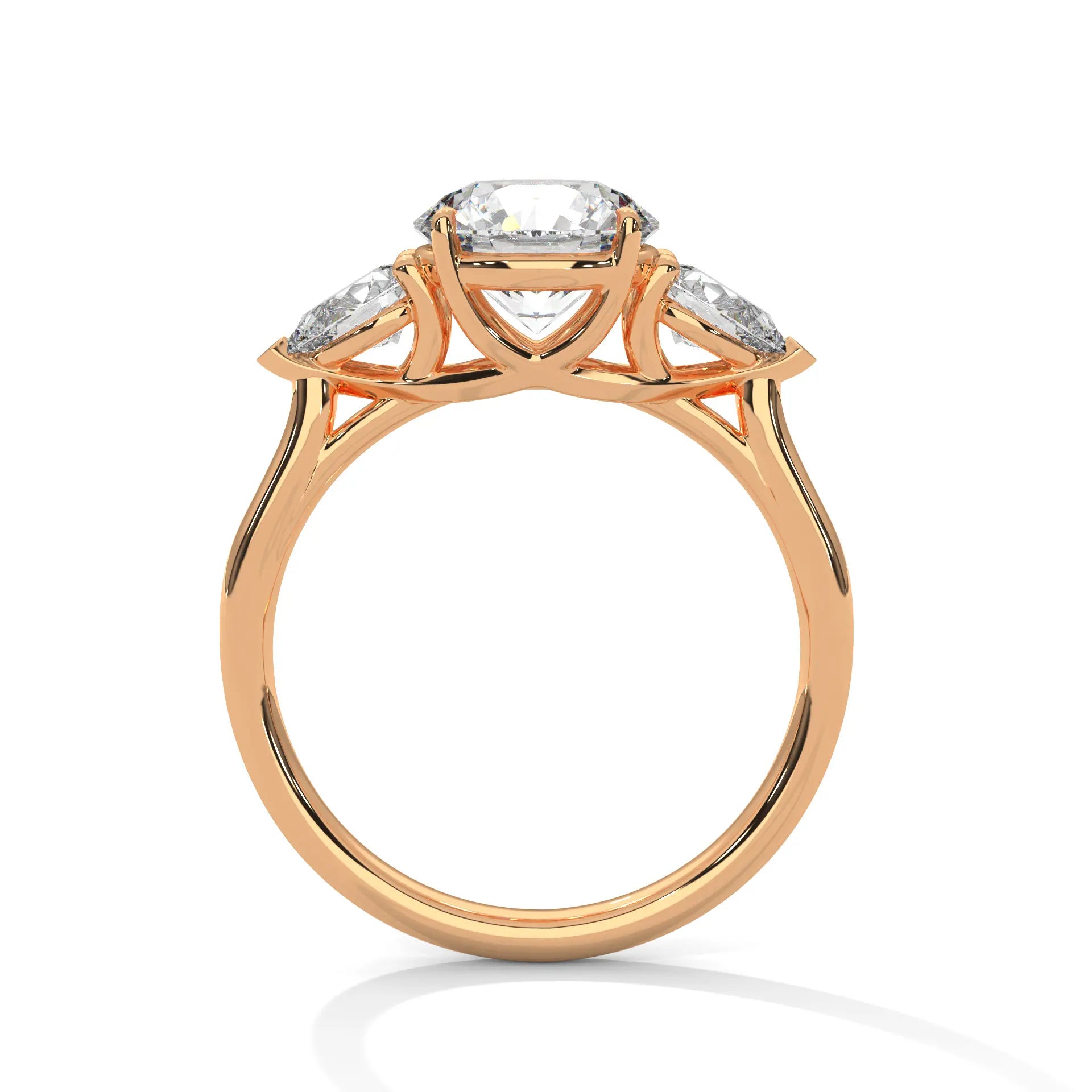 MJBS4 - Round Brilliant Three Stone Pear Accent Ring