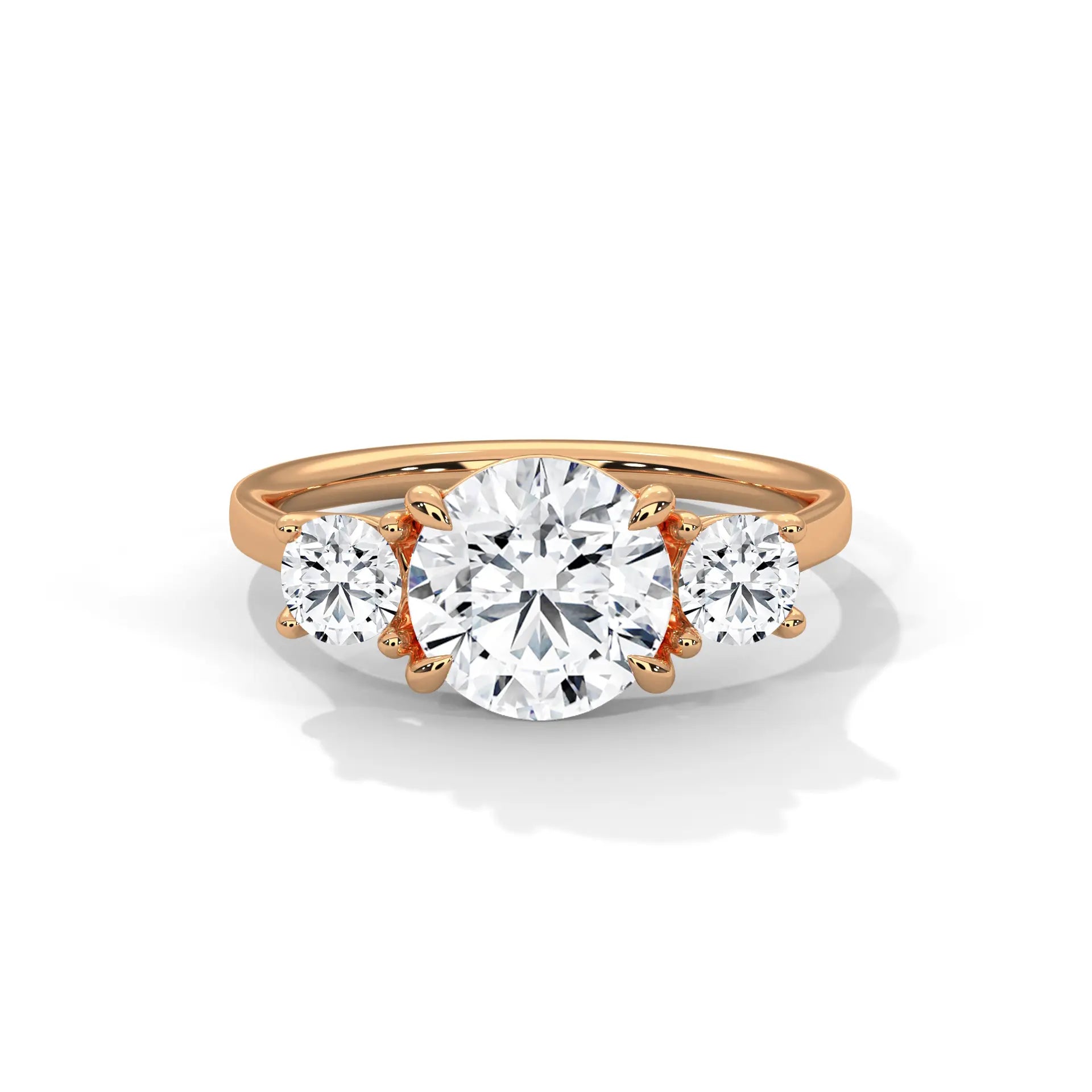 MJBS17 - Round Brilliant Trilogy Engagement Ring with Polished Band