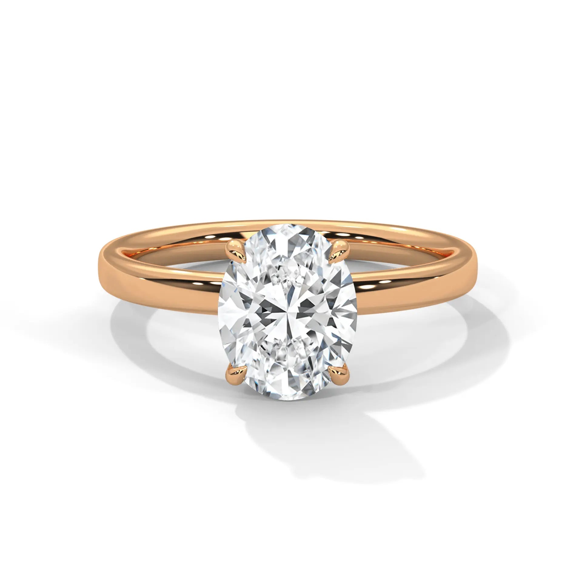 MJBS35 - Oval Solitaire Engagement Ring with Polished Band