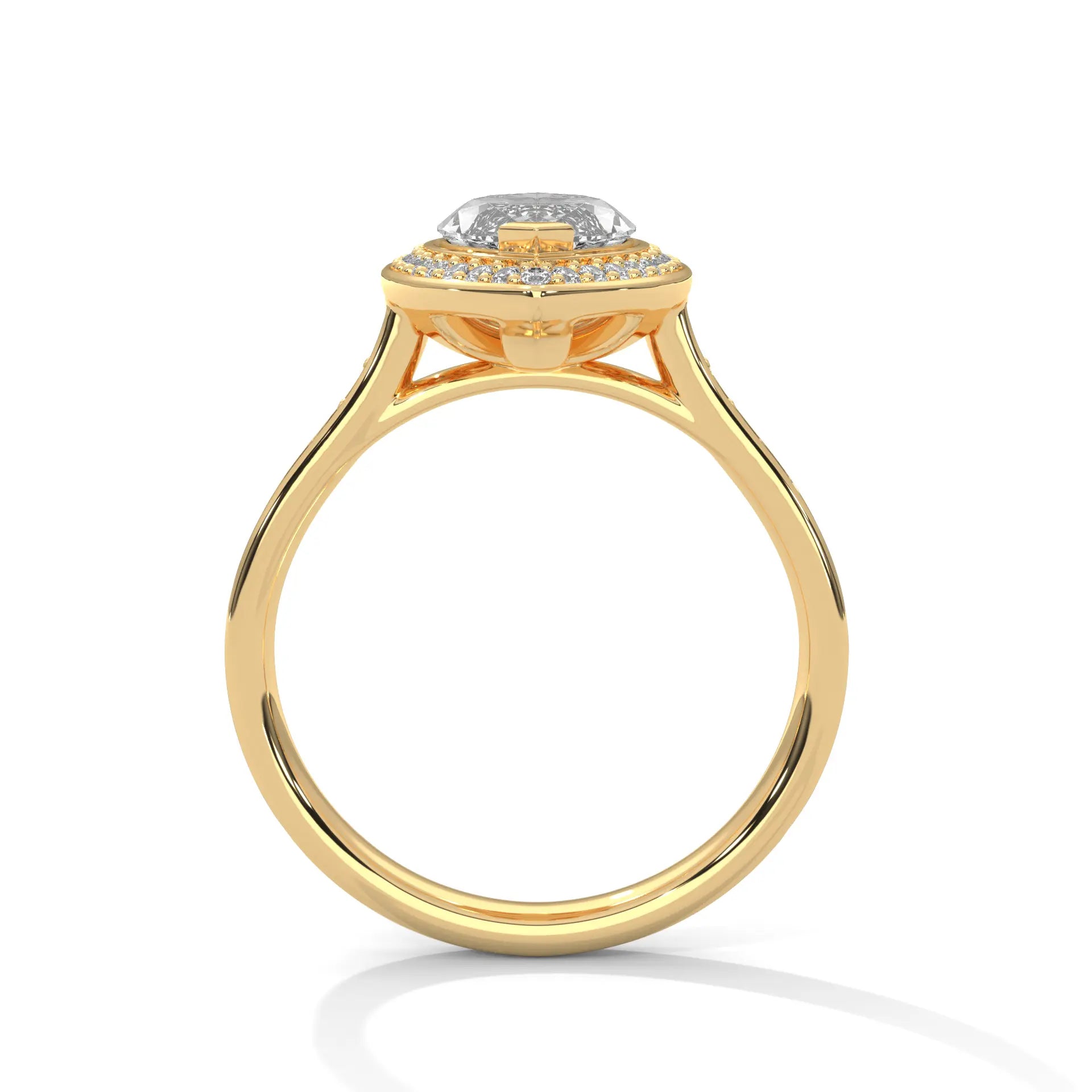 MJBS48 - Cathedral Style Marquise Bezel Halo Wedding Ring
