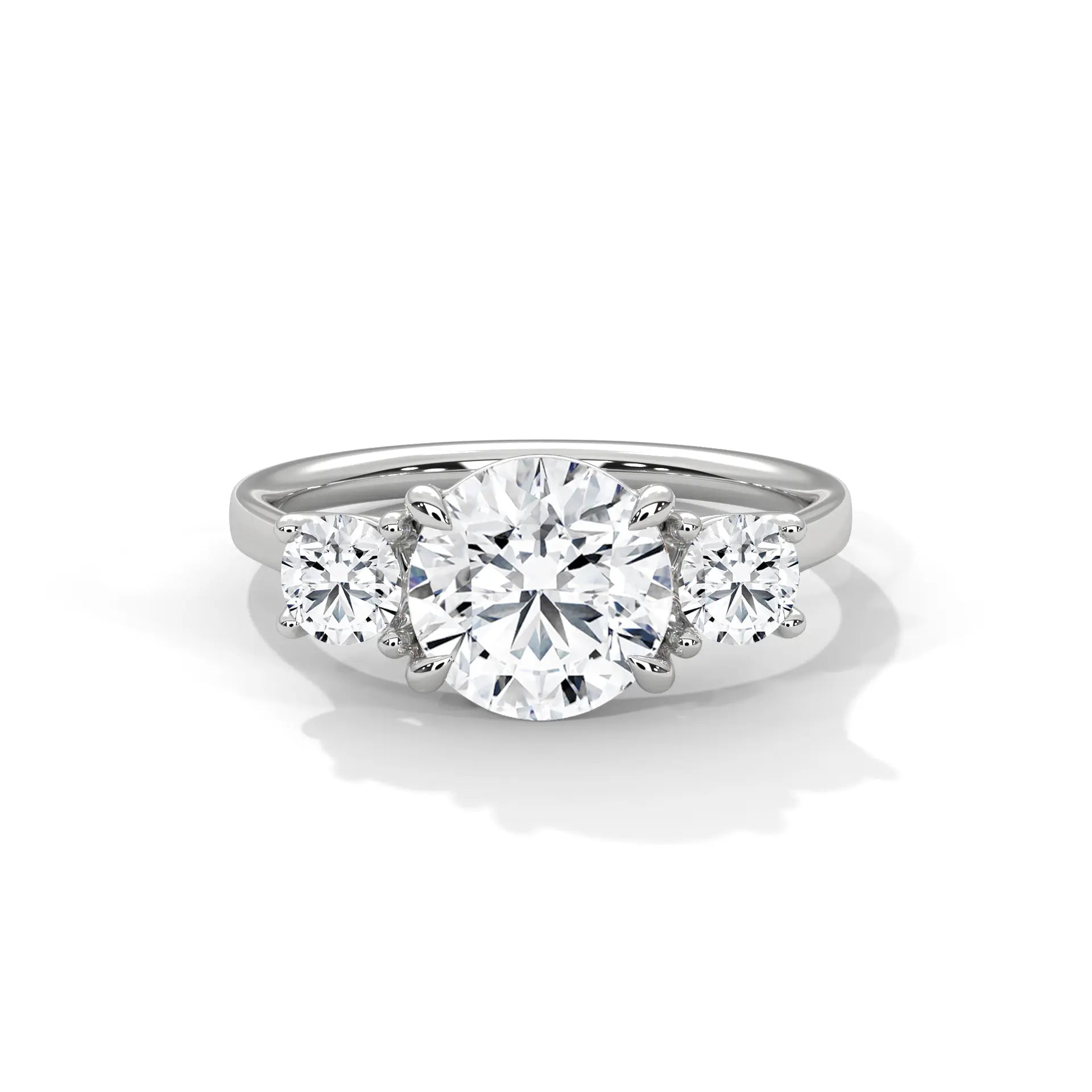 MJBS17 - Round Brilliant Trilogy Engagement Ring with Polished Band