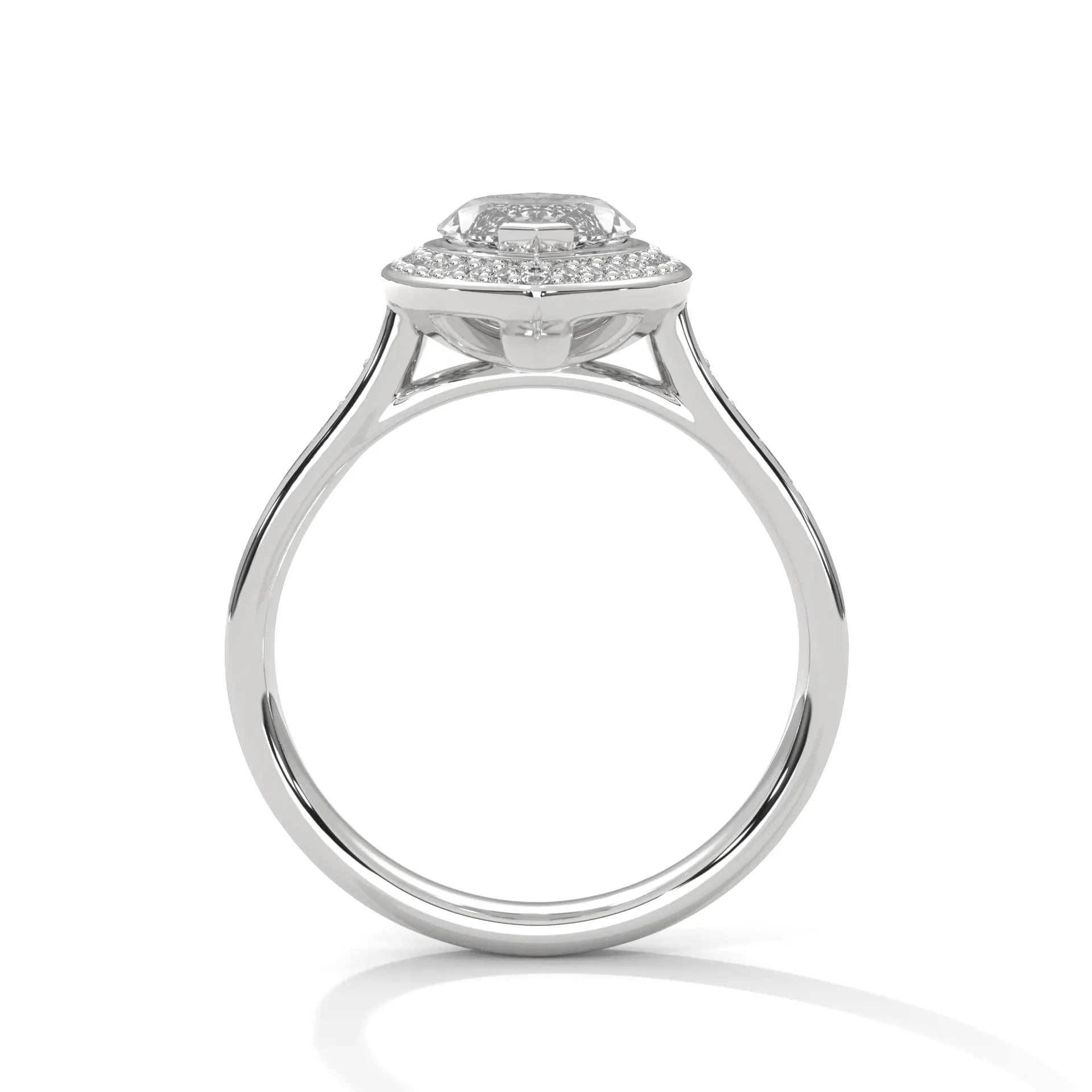 MJBS48 - Cathedral Style Marquise Bezel Halo Wedding Ring