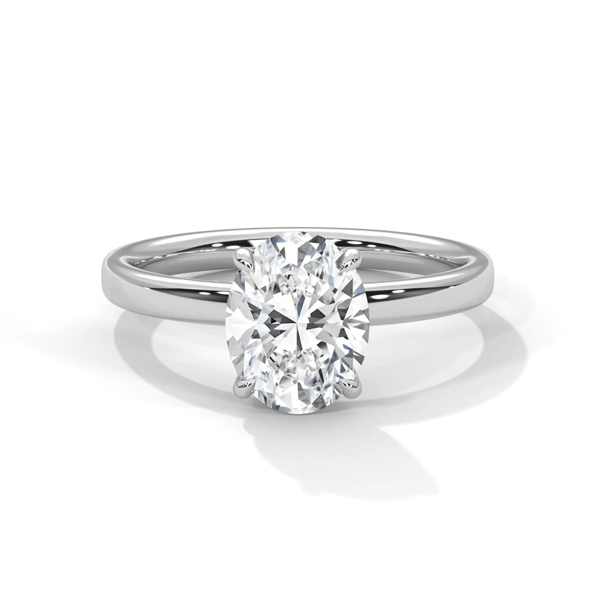 MJBS35 - Oval Solitaire Engagement Ring with Polished Band
