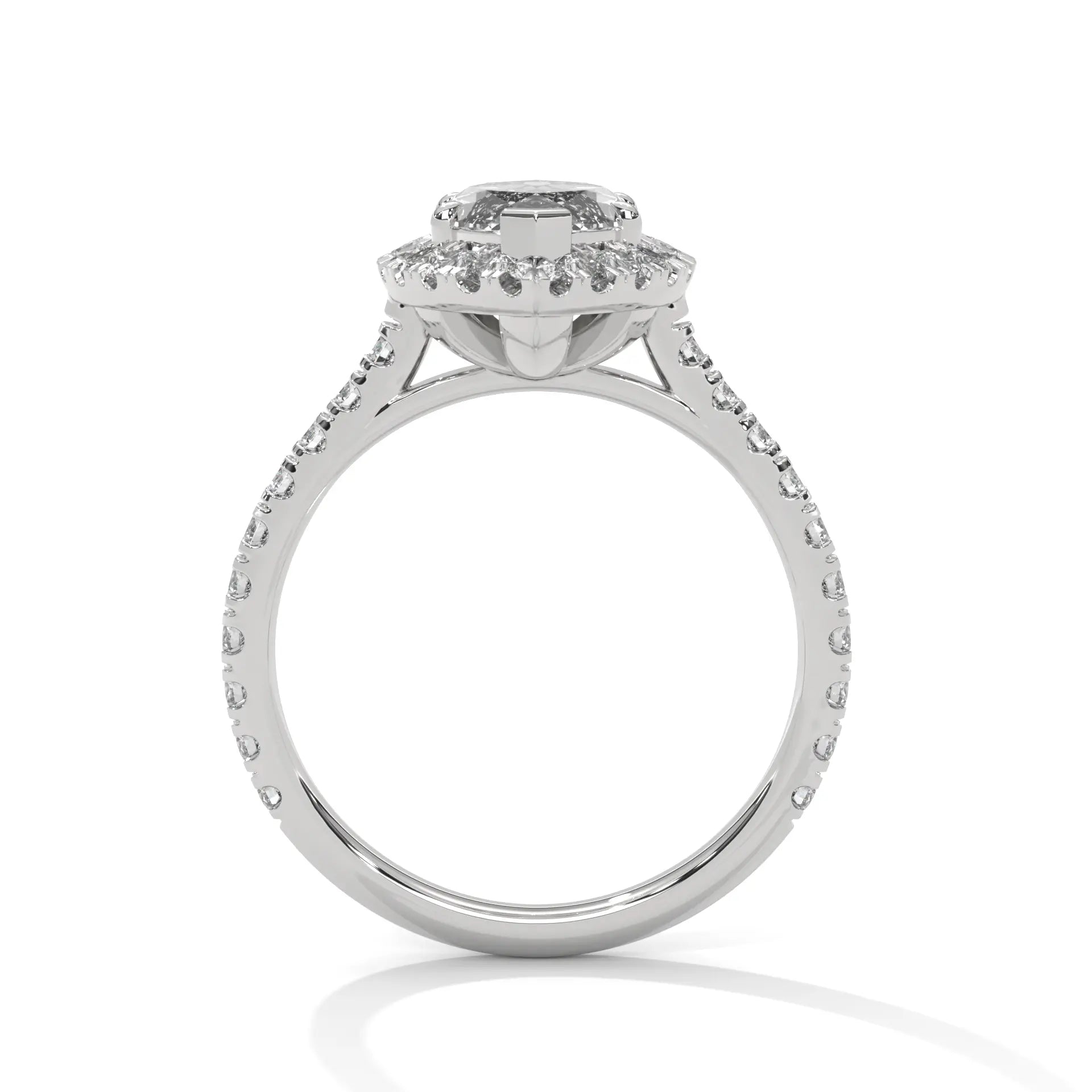 MJBS46 - Marquise Cut French Pavé Halo Engagement Ring