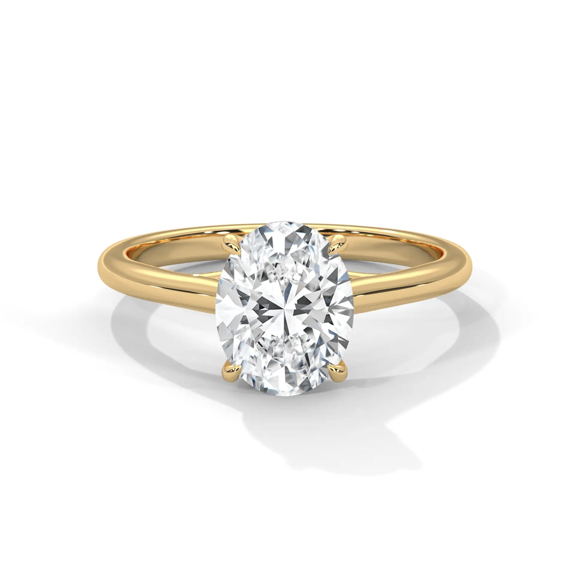 MJBS7 - Oval Solitaire Engagement Ring with Polished Band