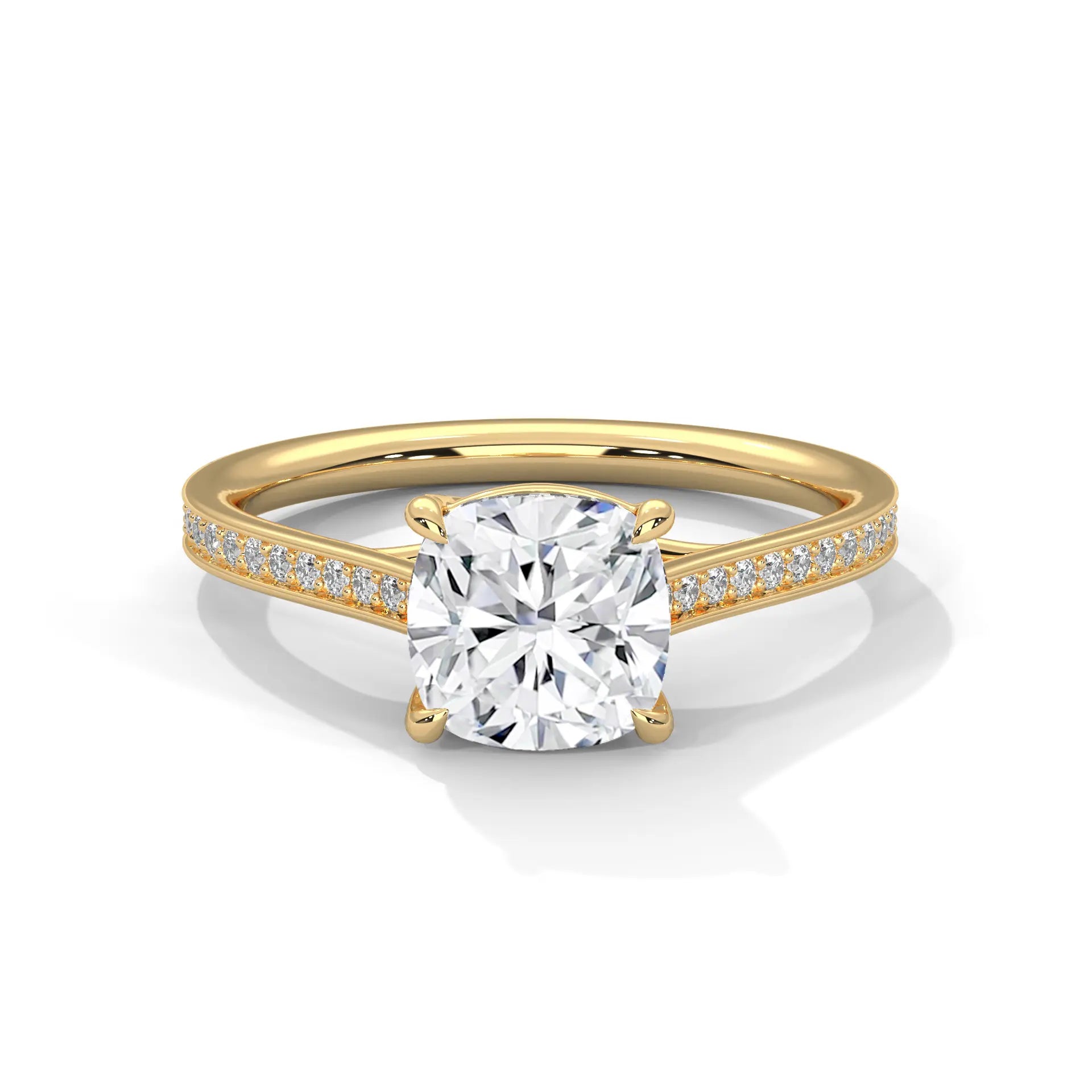 MJBS20 - Cushion Cut Solitaire Engagement Ring with Delicate Accents