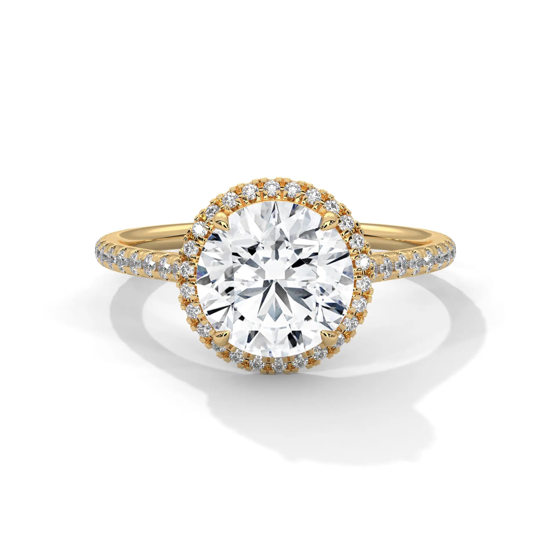 MJBS14 - Round French Pavé Halo Engagement Ring
