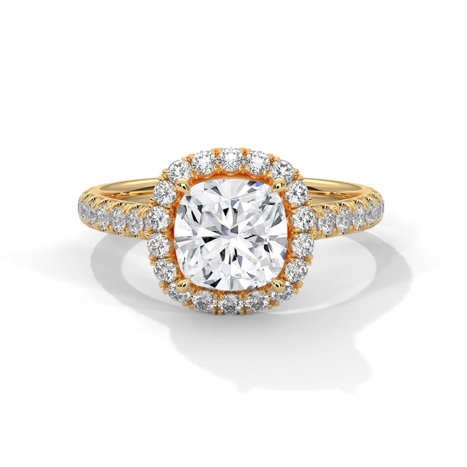 MJBS29 - Cathedral Style Cushion Halo Accent Wedding Ring
