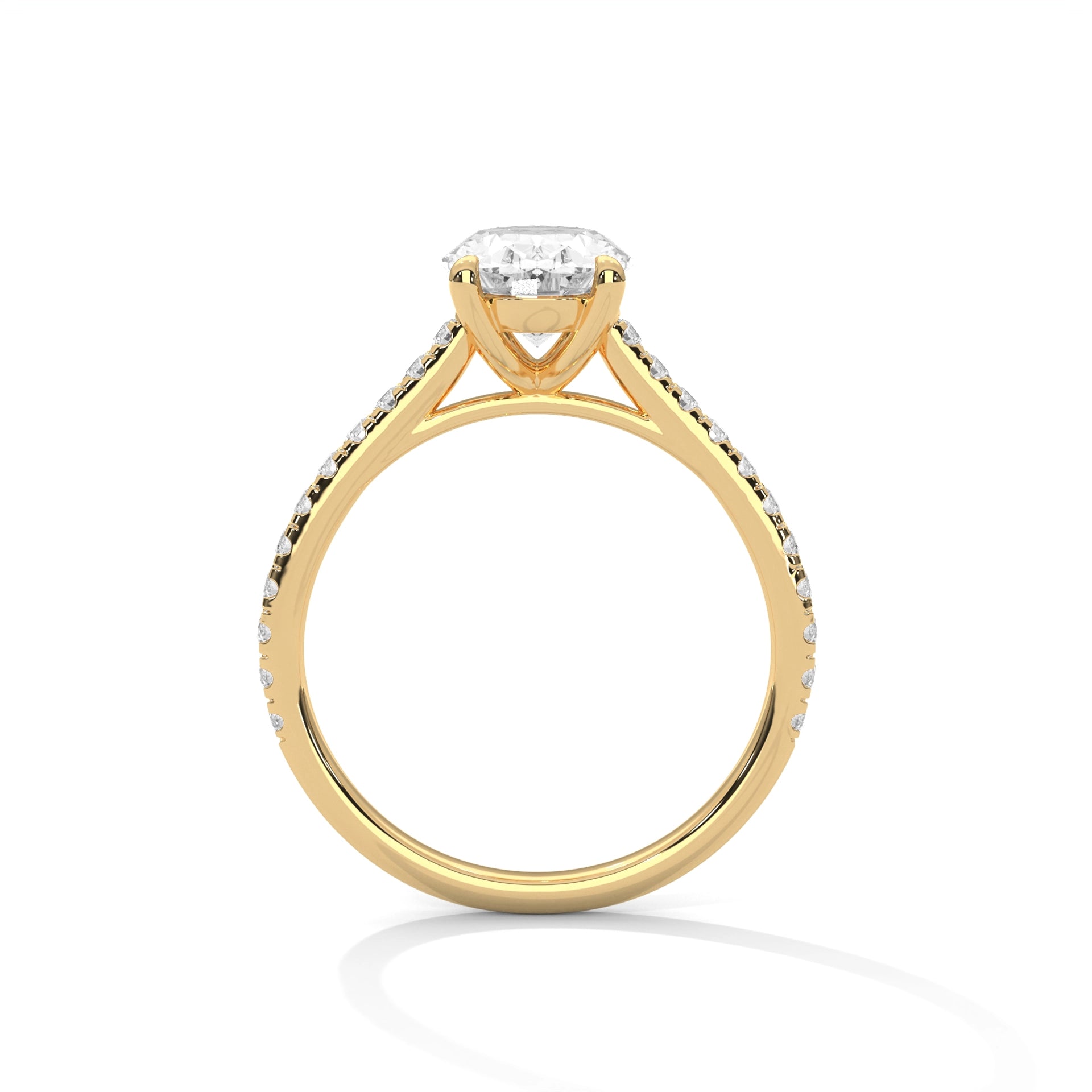MJBS1 - Oval Solitaire Engagement Ring with Delicate Accents