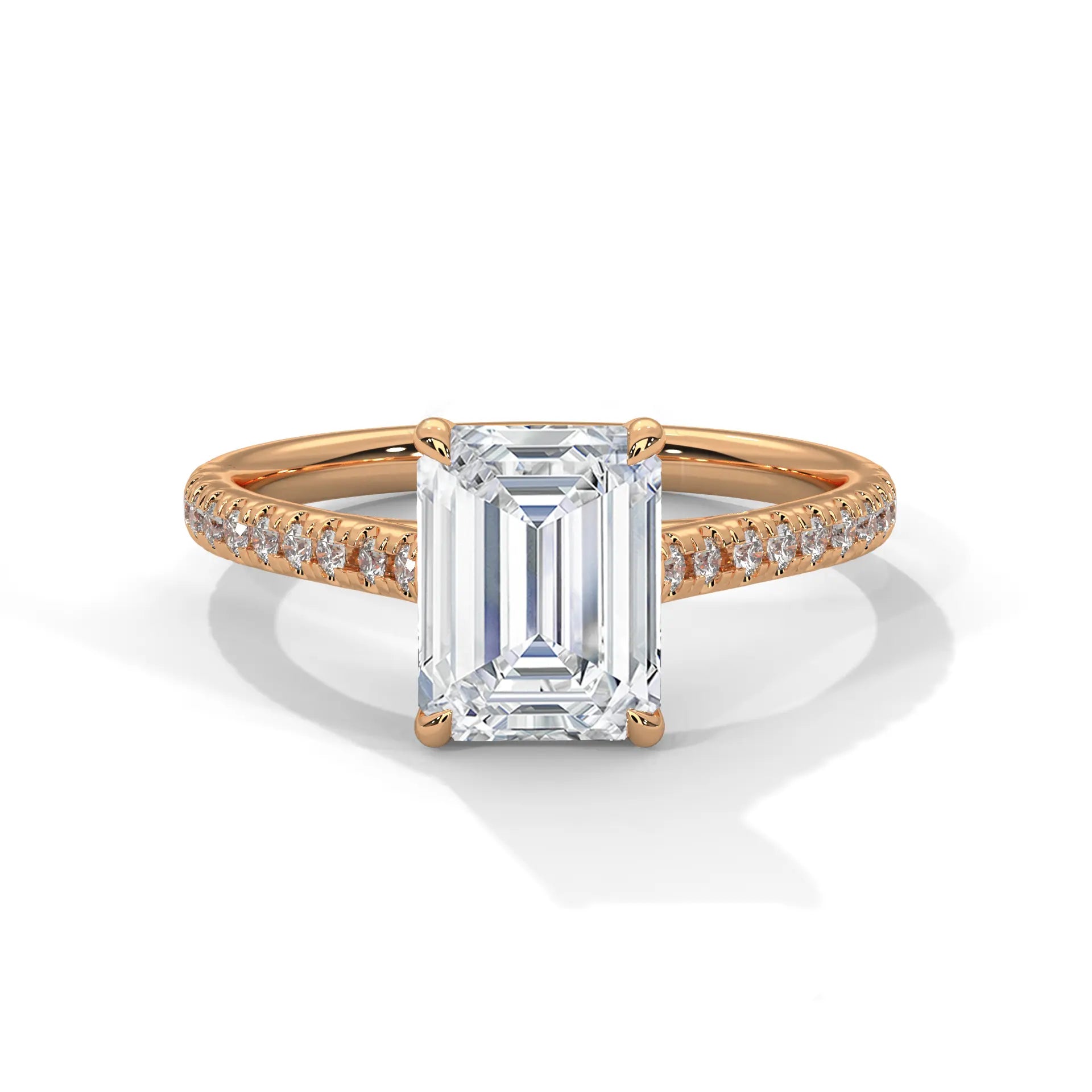 MJBS21 - Emerald Cut Pavé Solitaire Engagement Ring