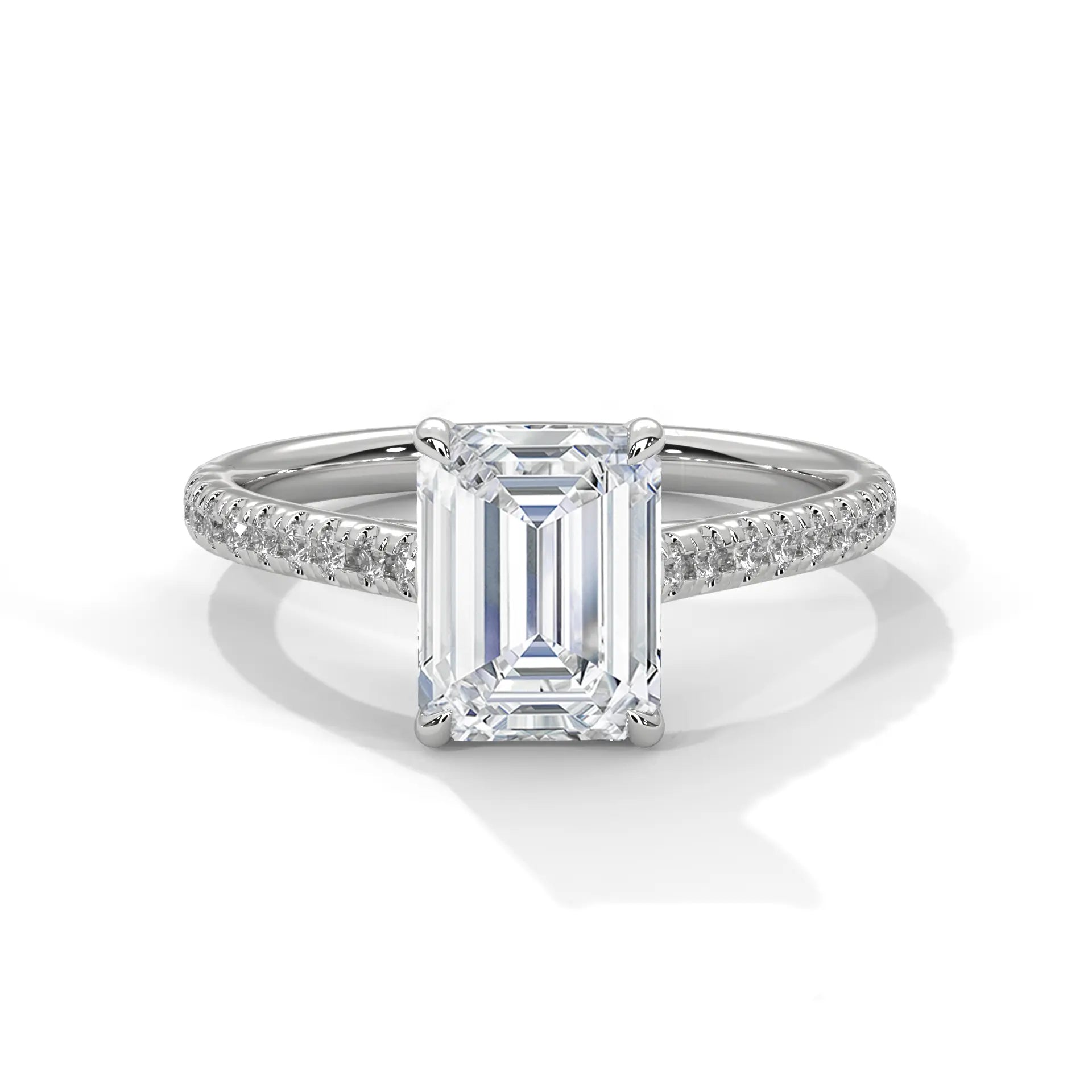 MJBS21 - Emerald Cut Pavé Solitaire Engagement Ring