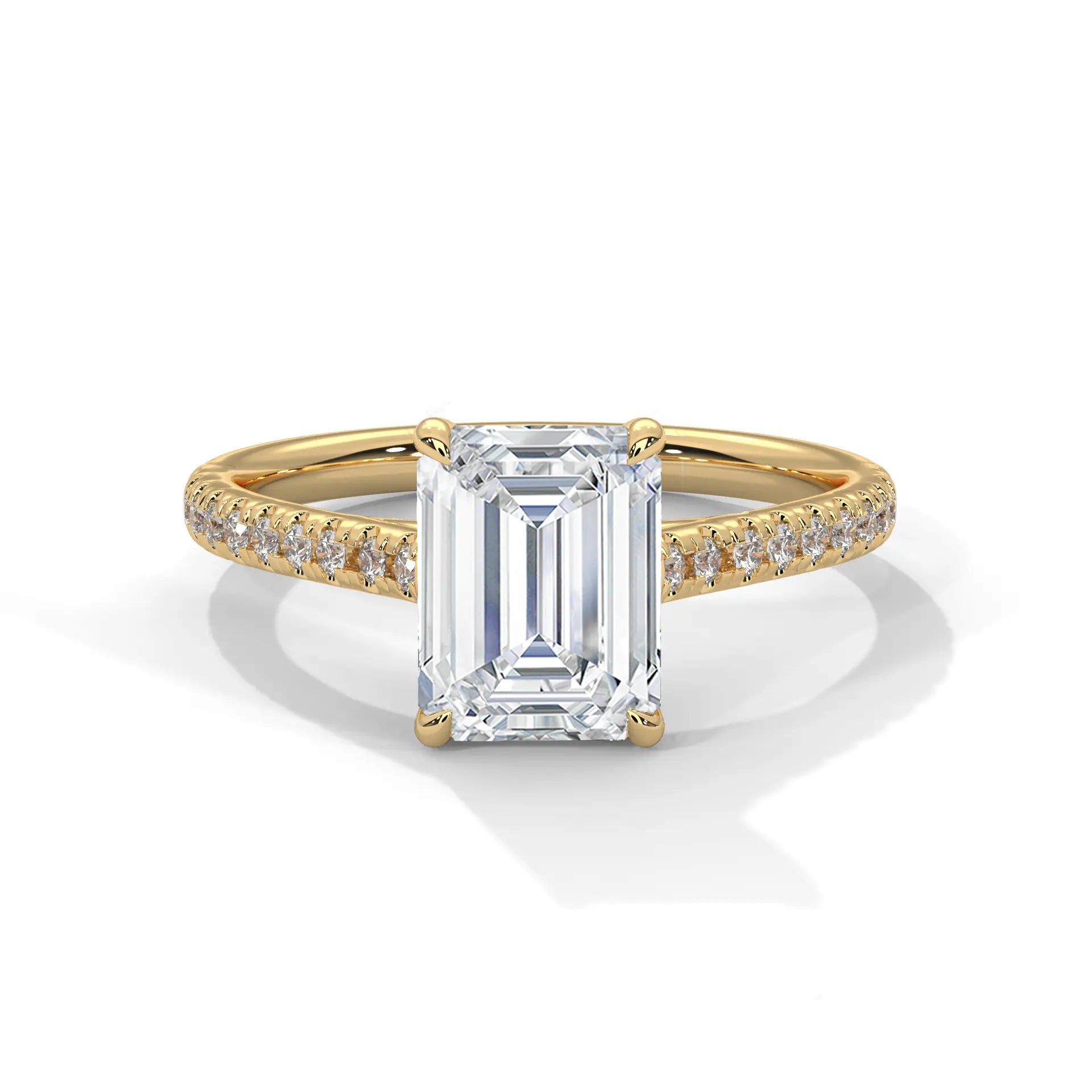 MJBS21 - Emerald Cut Pavé Solitaire Engagement Ring
