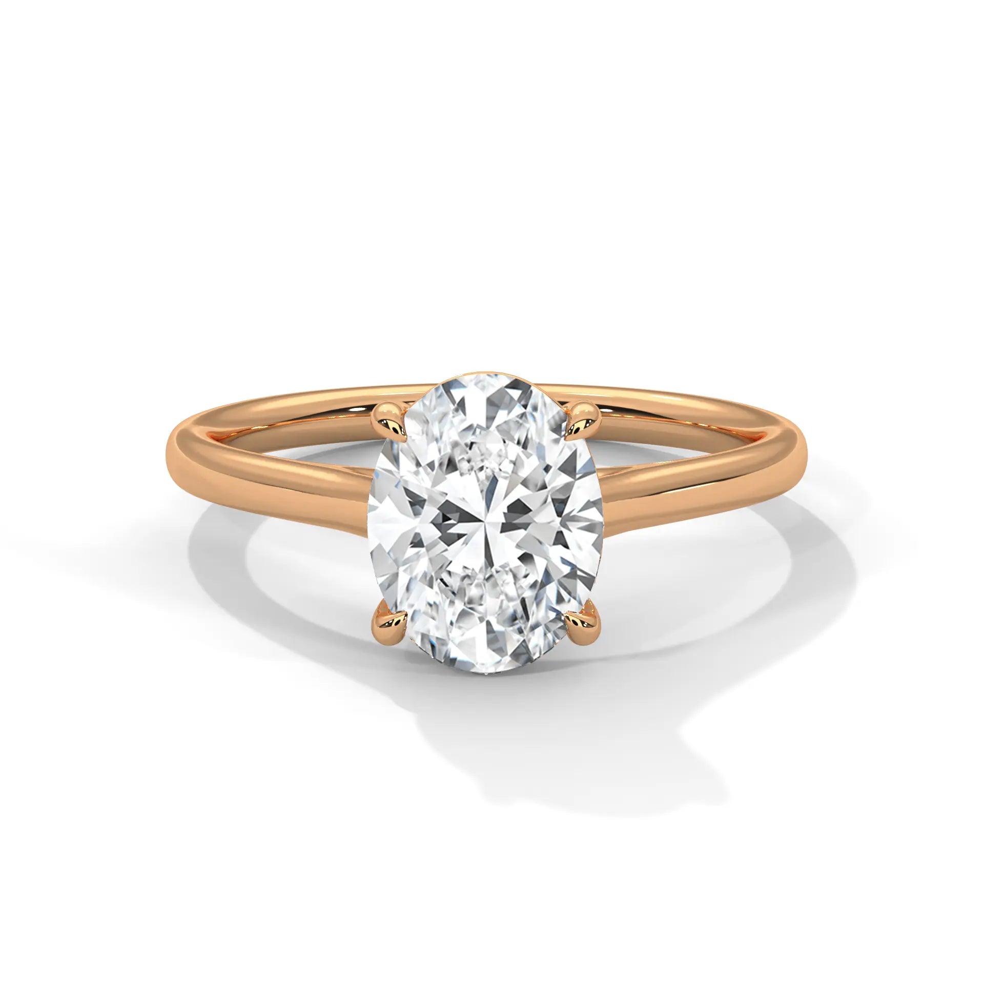 MJBS22 - Oval Solitaire Engagement Ring with Polished Band