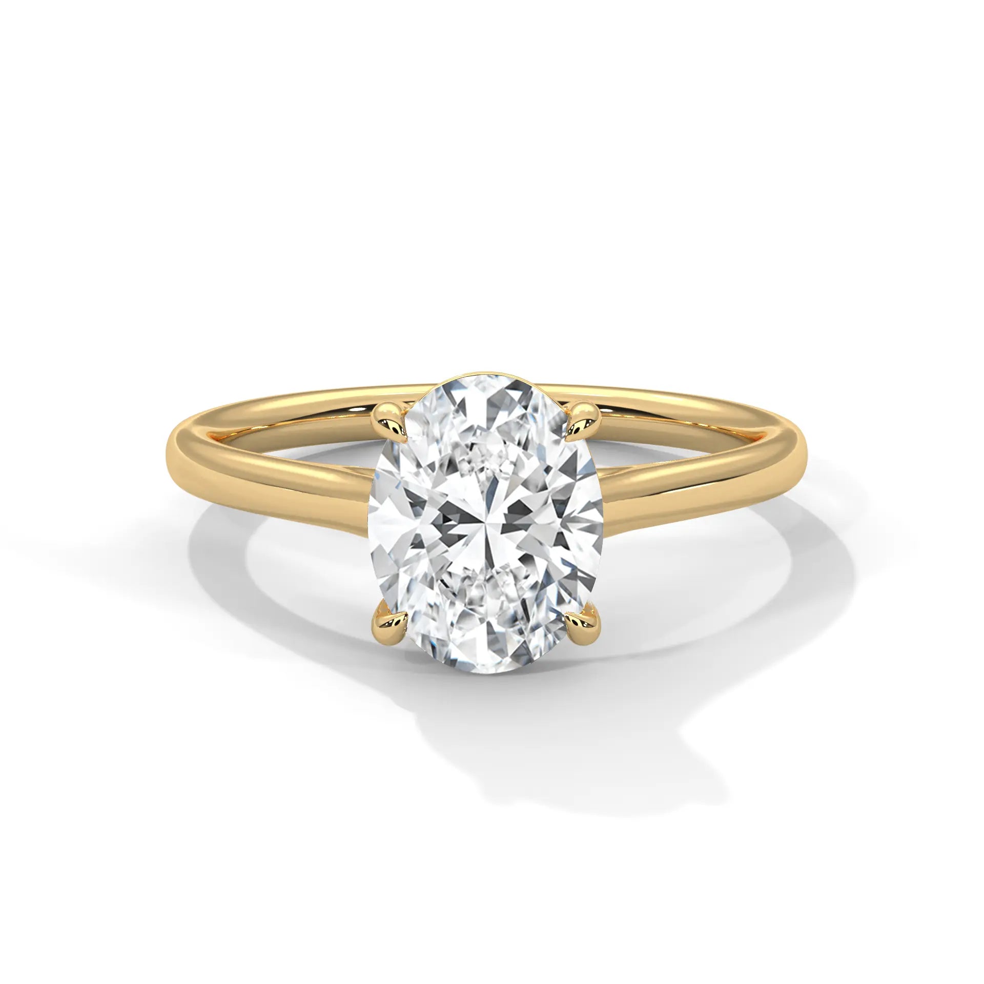 MJBS22 - Oval Solitaire Engagement Ring with Polished Band