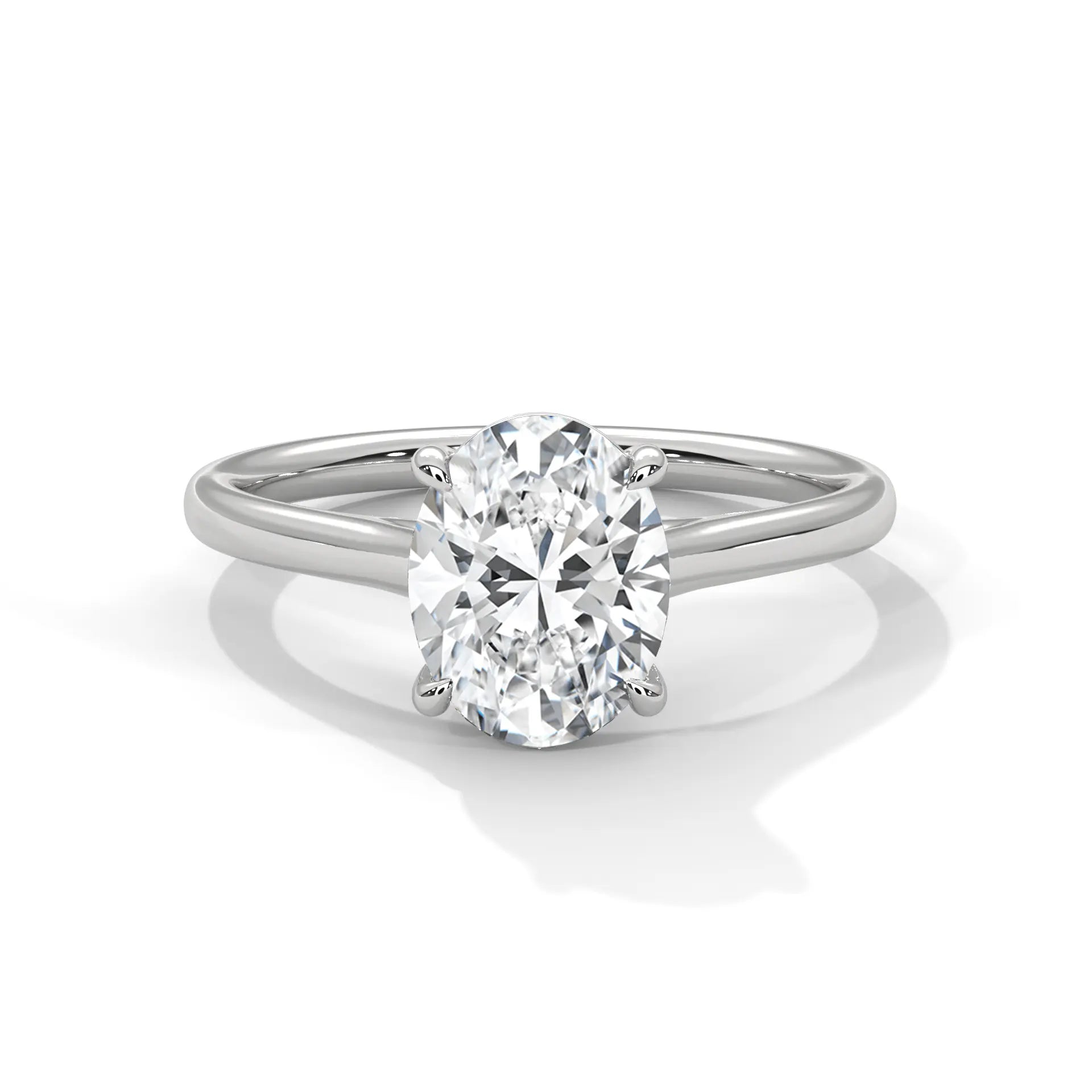 MJBS22 - Oval Solitaire Engagement Ring with Polished Band