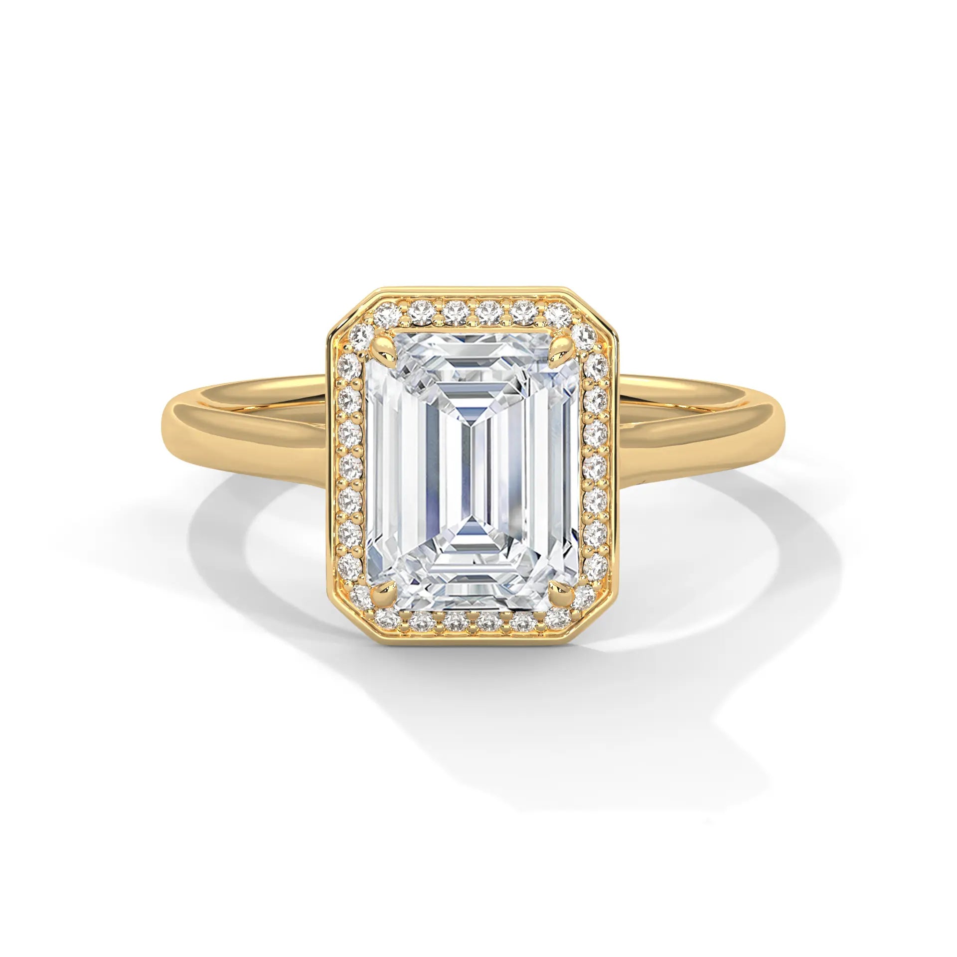 MJBS24 - Four-Prong Emerald Shape Halo Ring