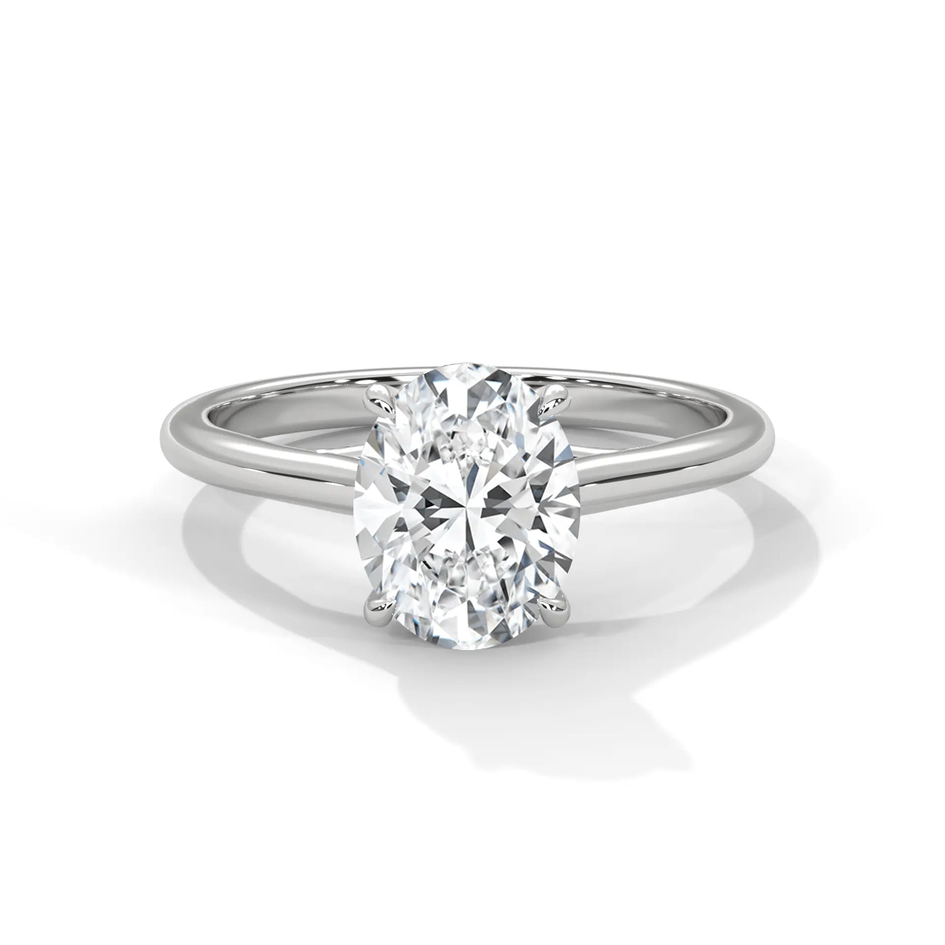MJBS7 - Oval Solitaire Engagement Ring with Polished Band