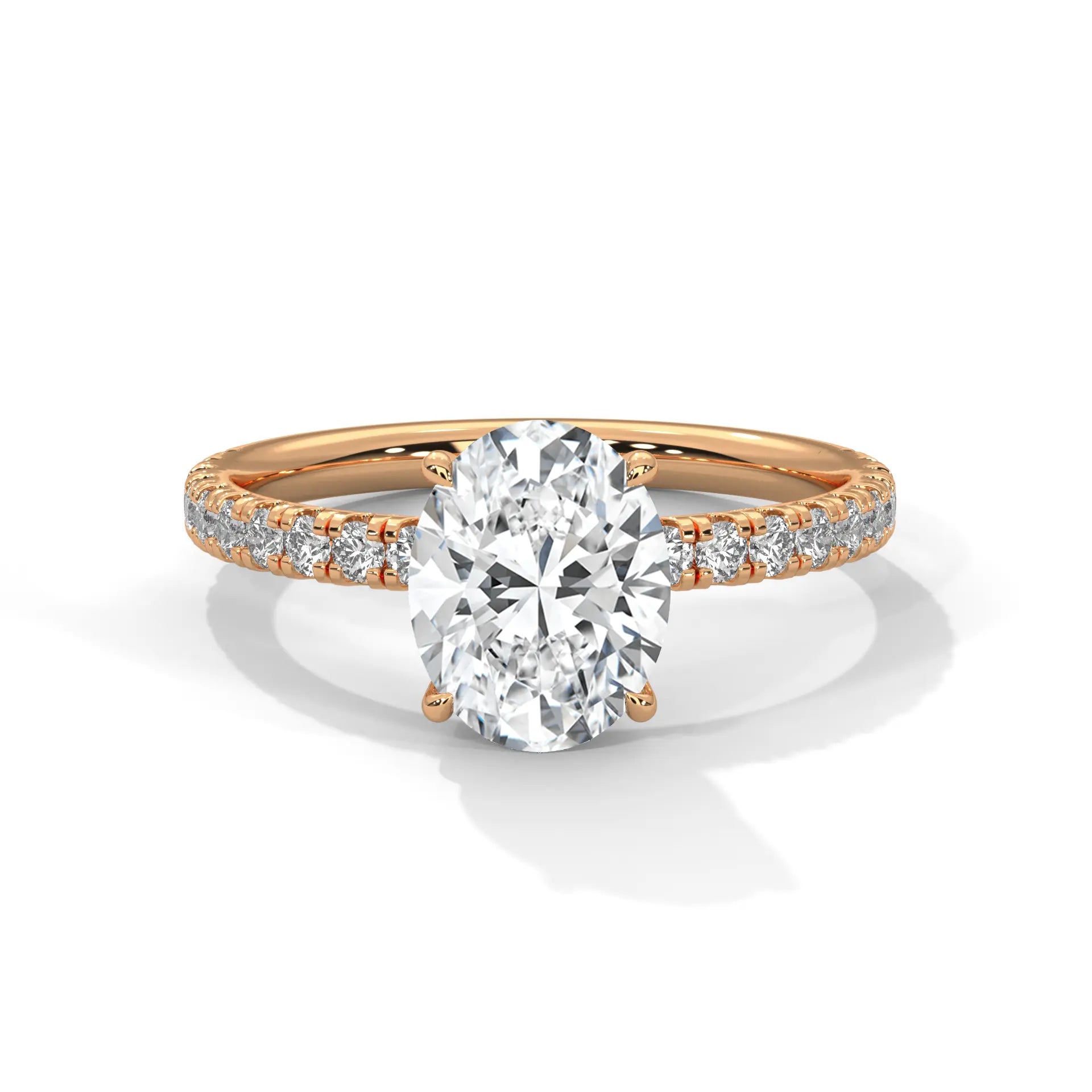 MJBS31 - Oval Cut Pavé Solitaire with Hidden Halo