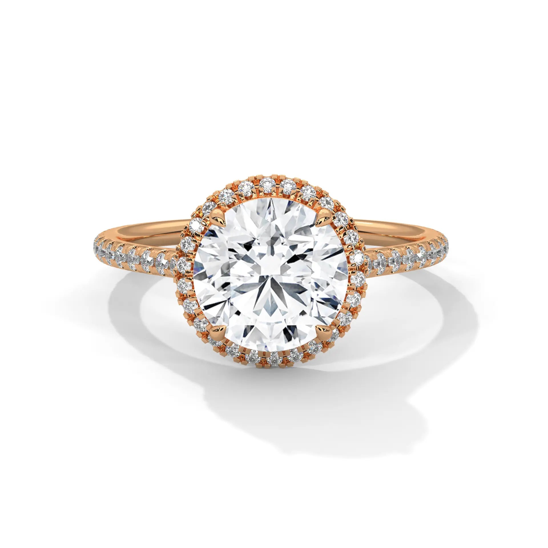 MJBS14 - Round French Pavé Halo Engagement Ring
