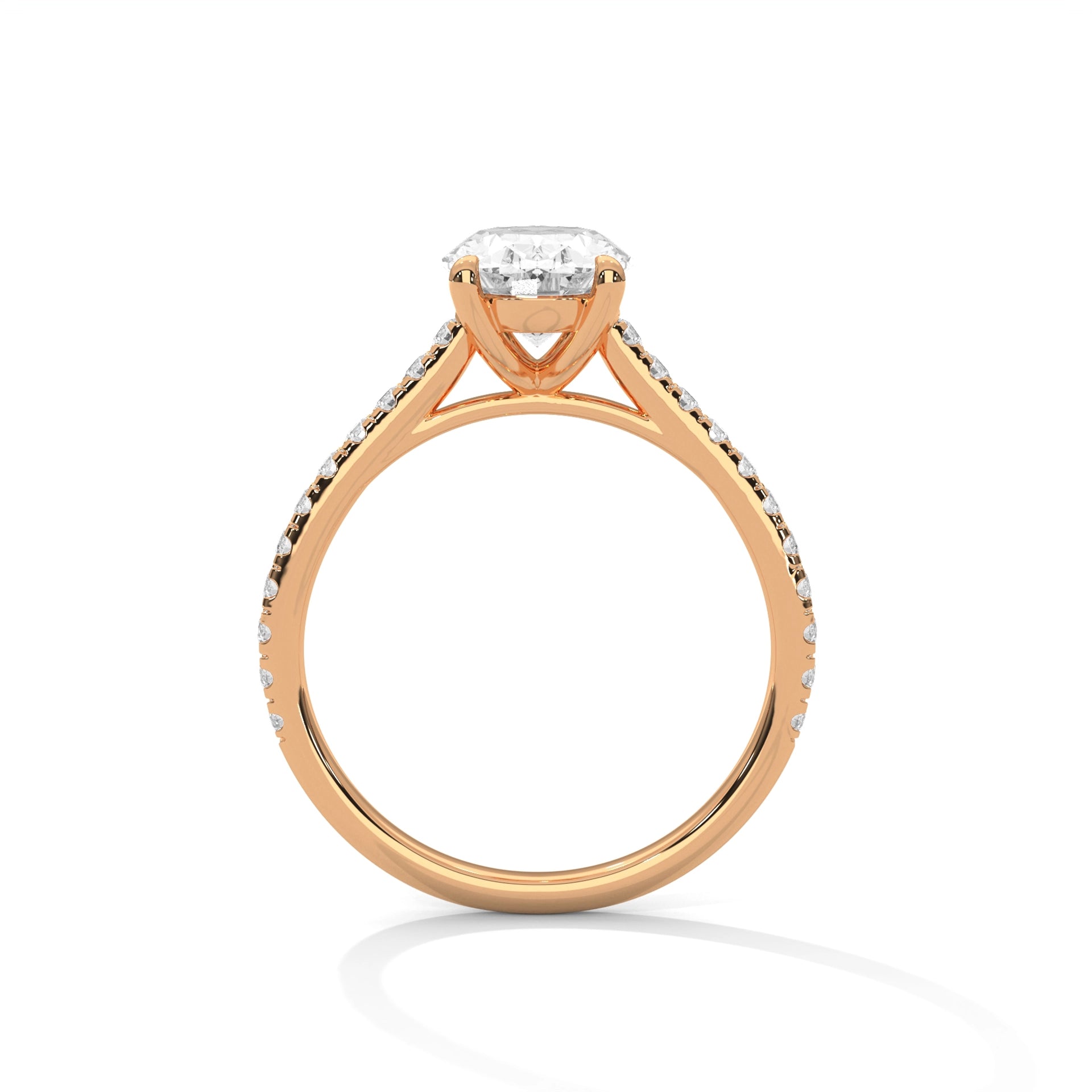 MJBS1 - Oval Solitaire Engagement Ring with Delicate Accents