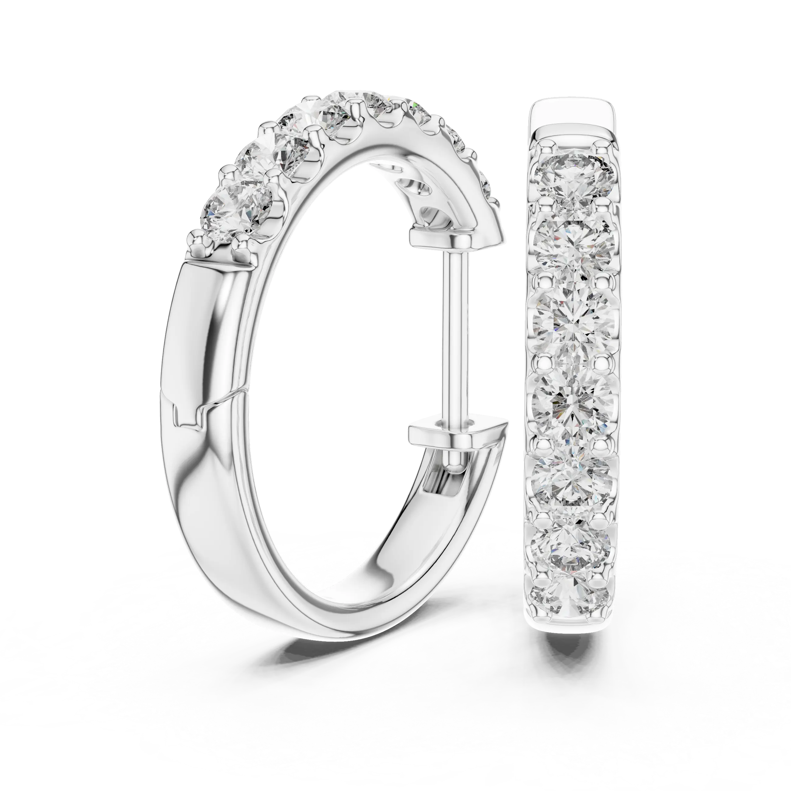 MJER15 - Classic Shared Prong Huggie Hoops