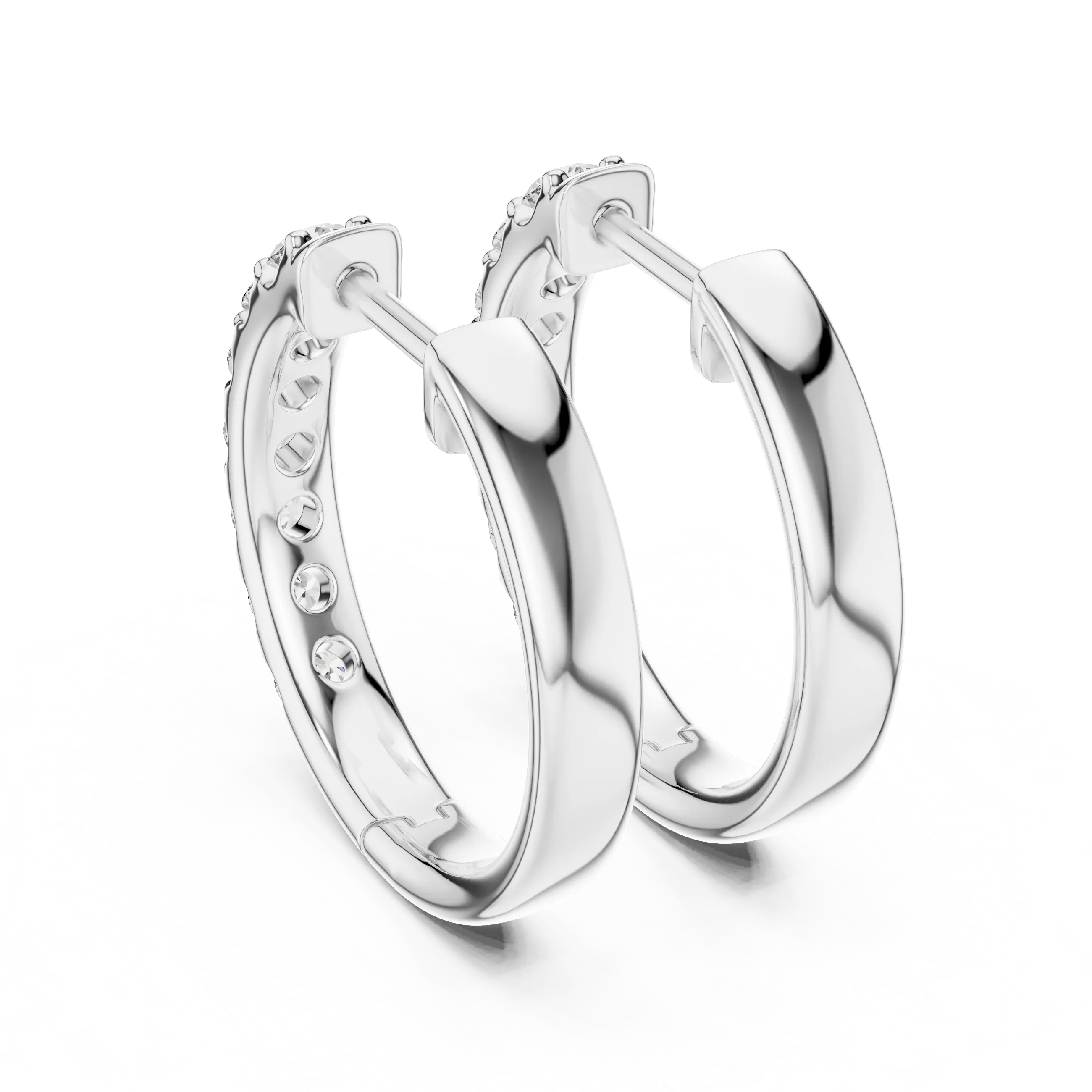 MJER15 - Classic Shared Prong Huggie Hoops
