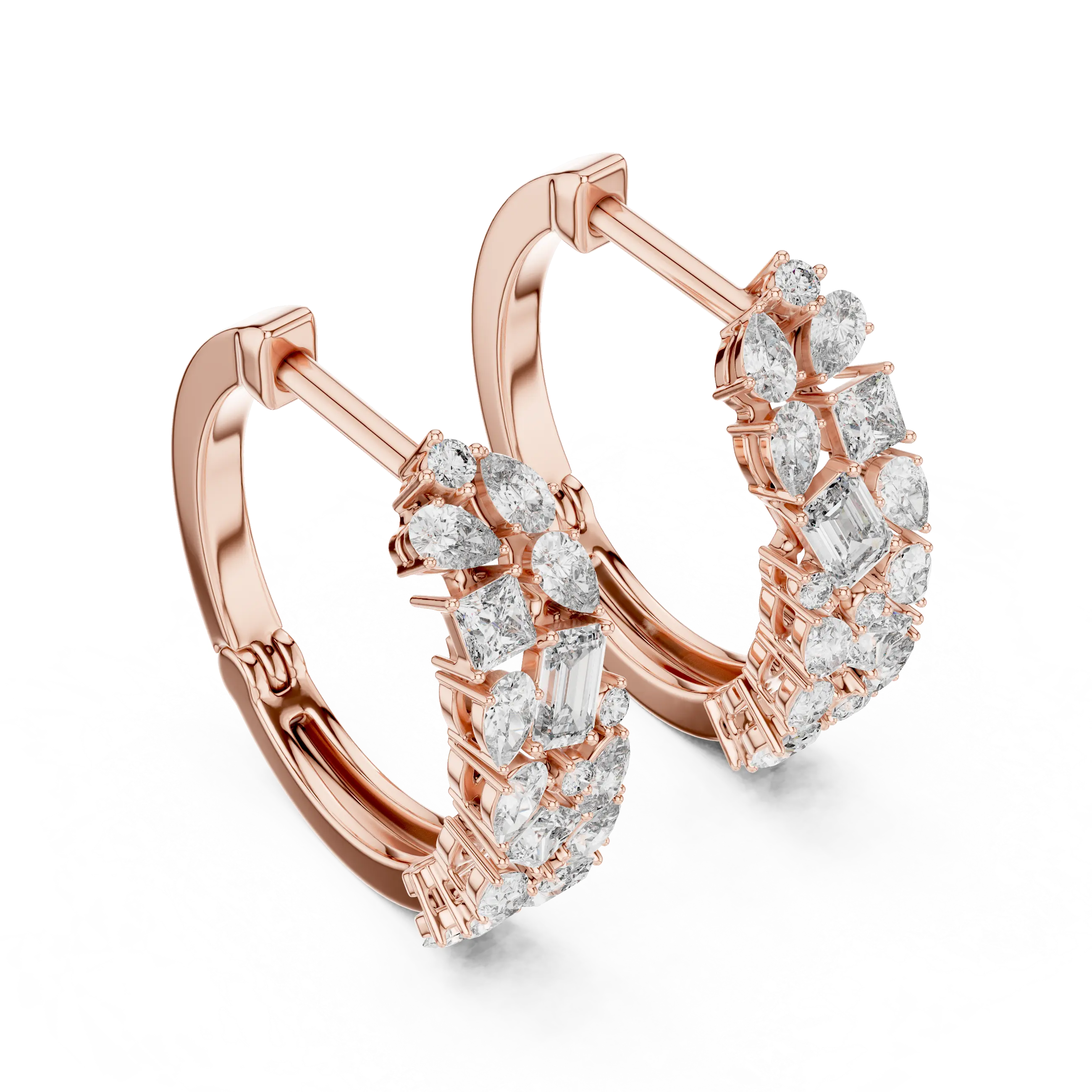 MJER17 - Multi Shape Mosaic Cluster Huggie Hoops
