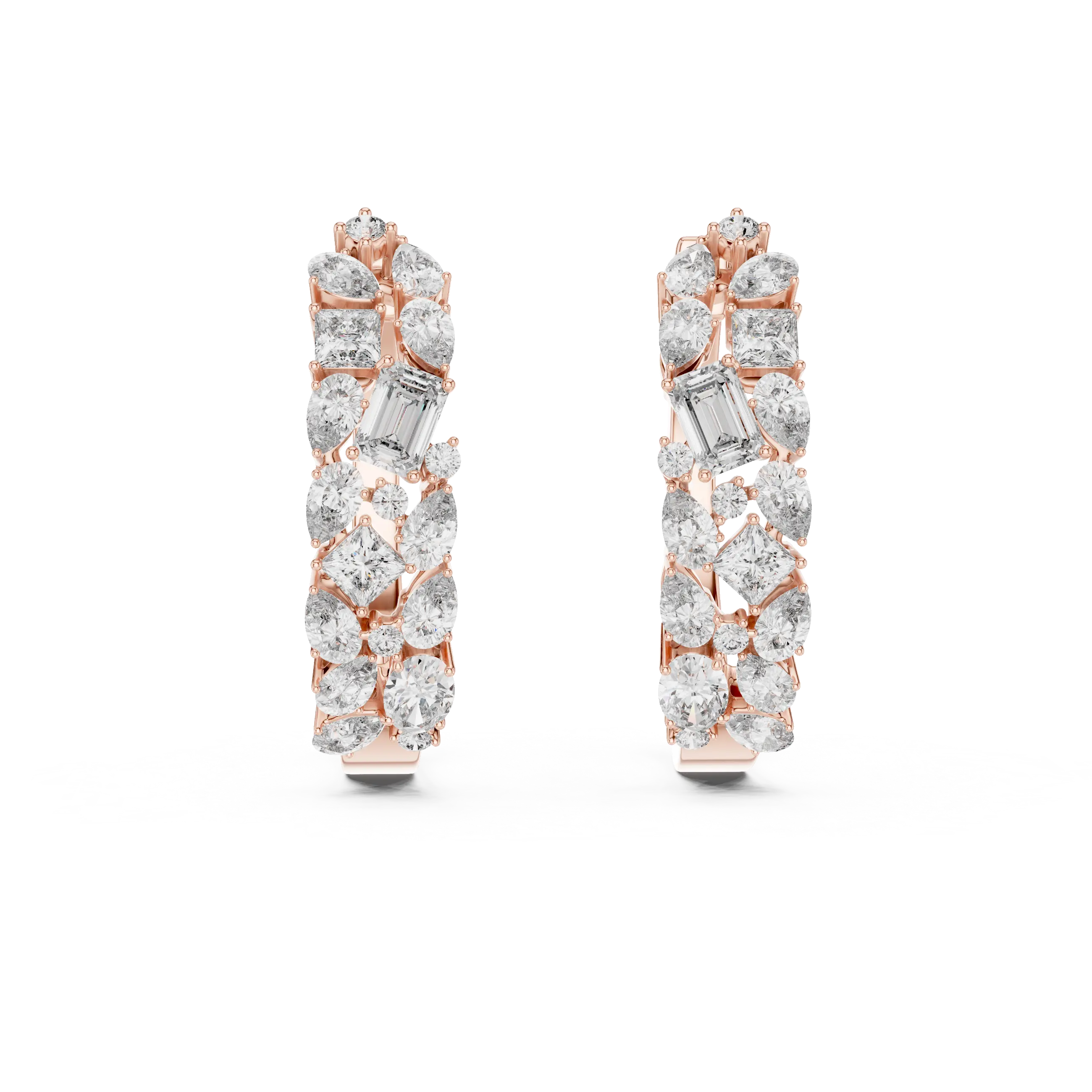 MJER17 - Multi Shape Mosaic Cluster Huggie Hoops