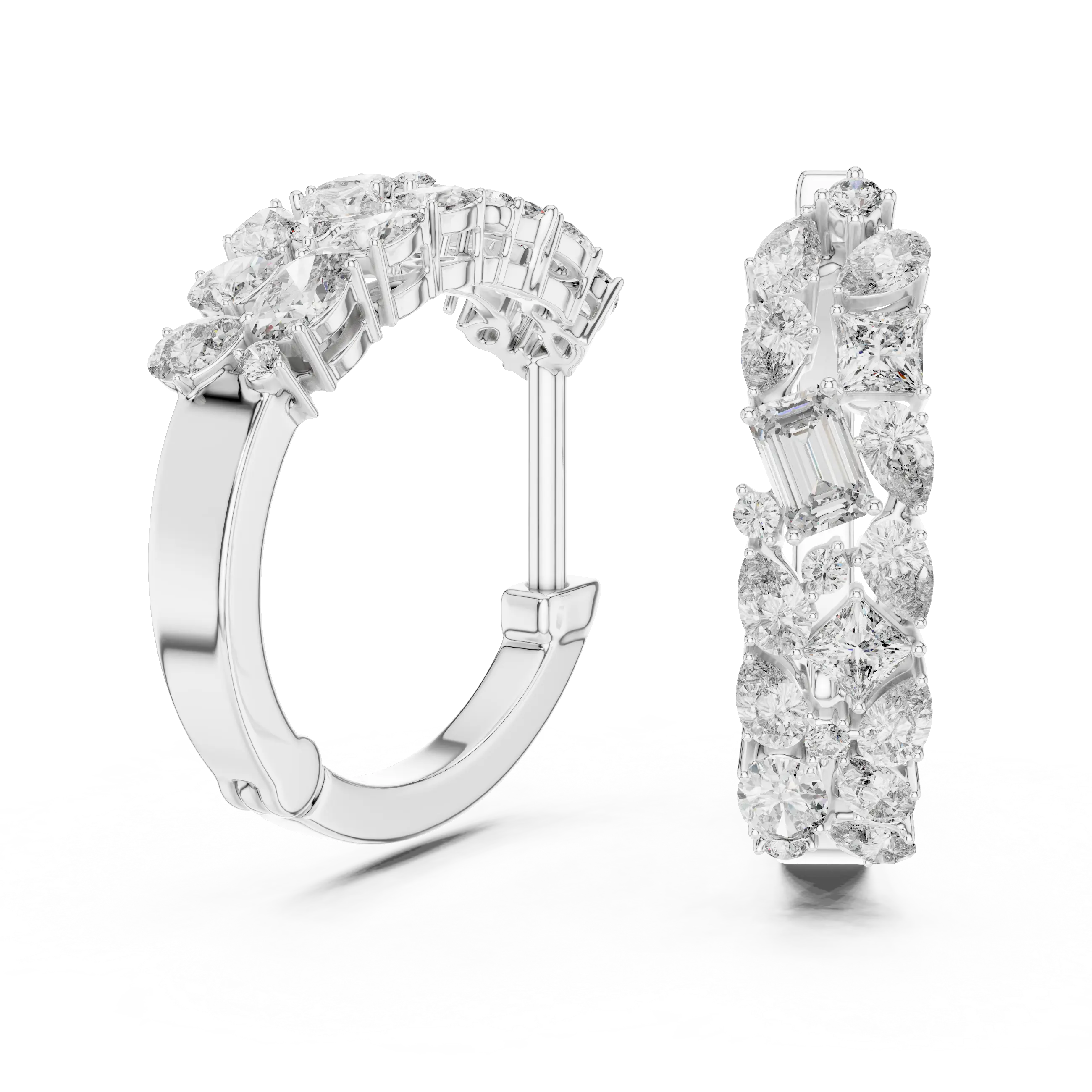 MJER17 - Multi Shape Mosaic Cluster Huggie Hoops
