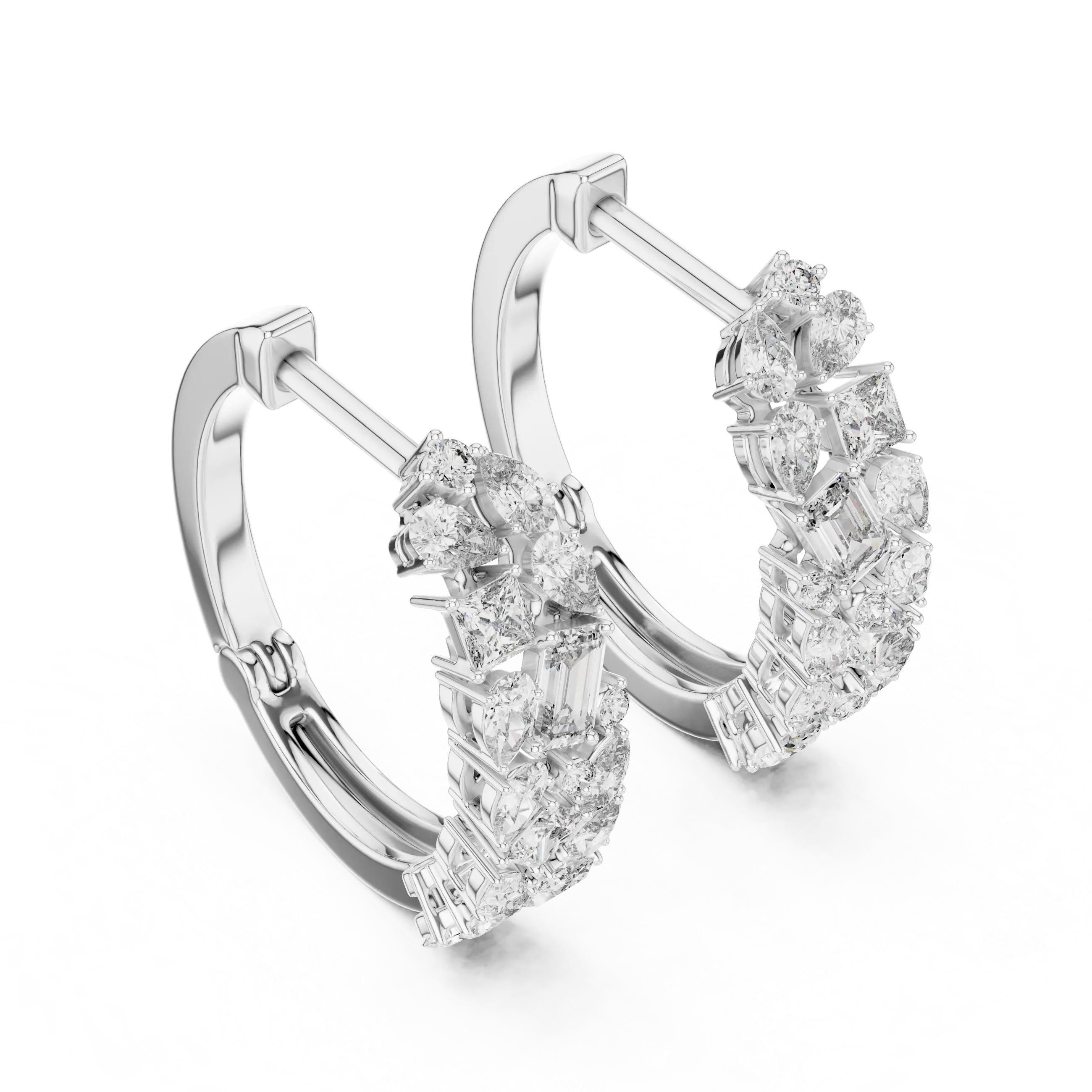 MJER17 - Multi Shape Mosaic Cluster Huggie Hoops