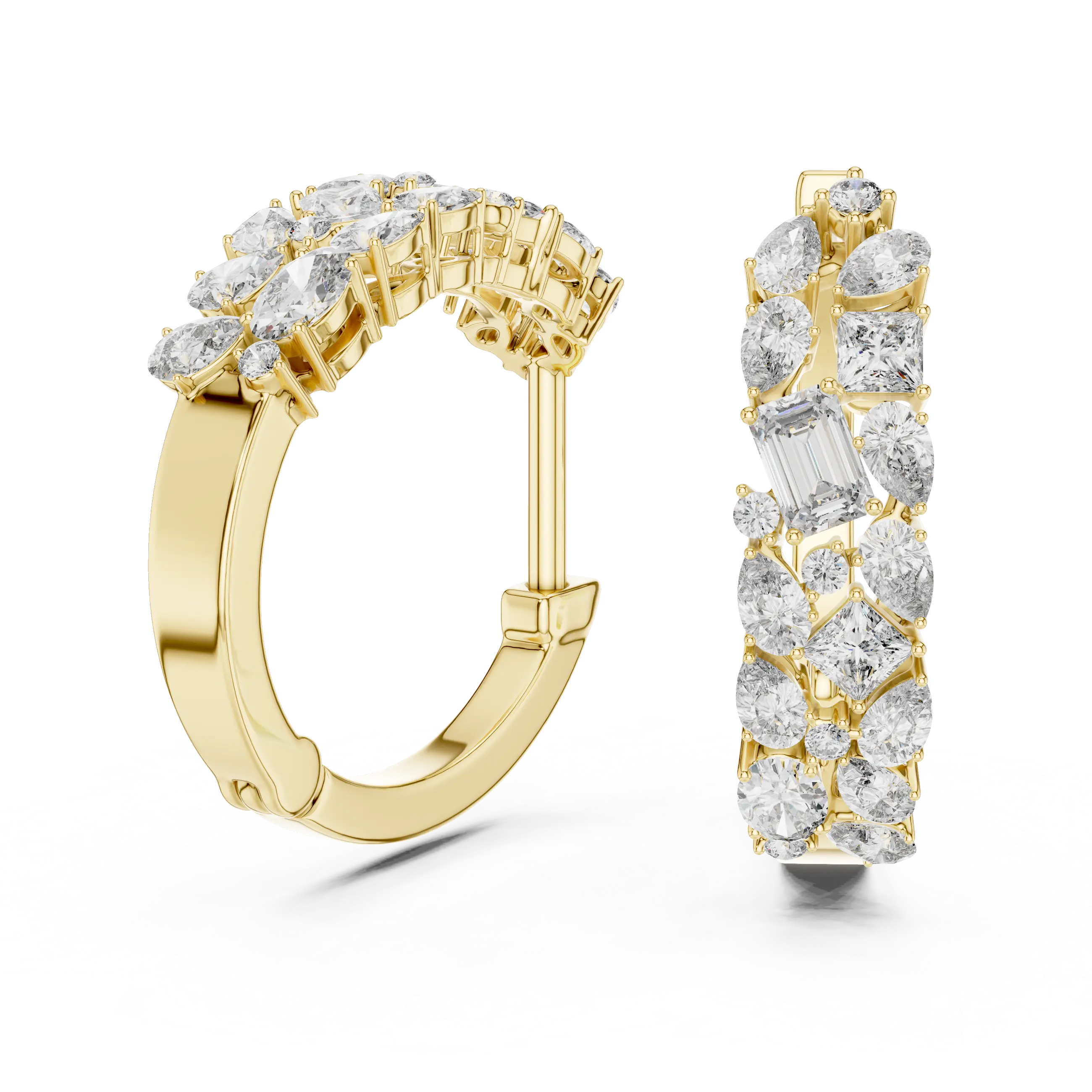 MJER17 - Multi Shape Mosaic Cluster Huggie Hoops
